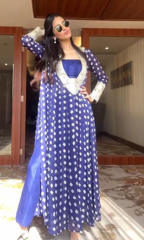 Blue Color Printed Peaceful Palazzo Suit