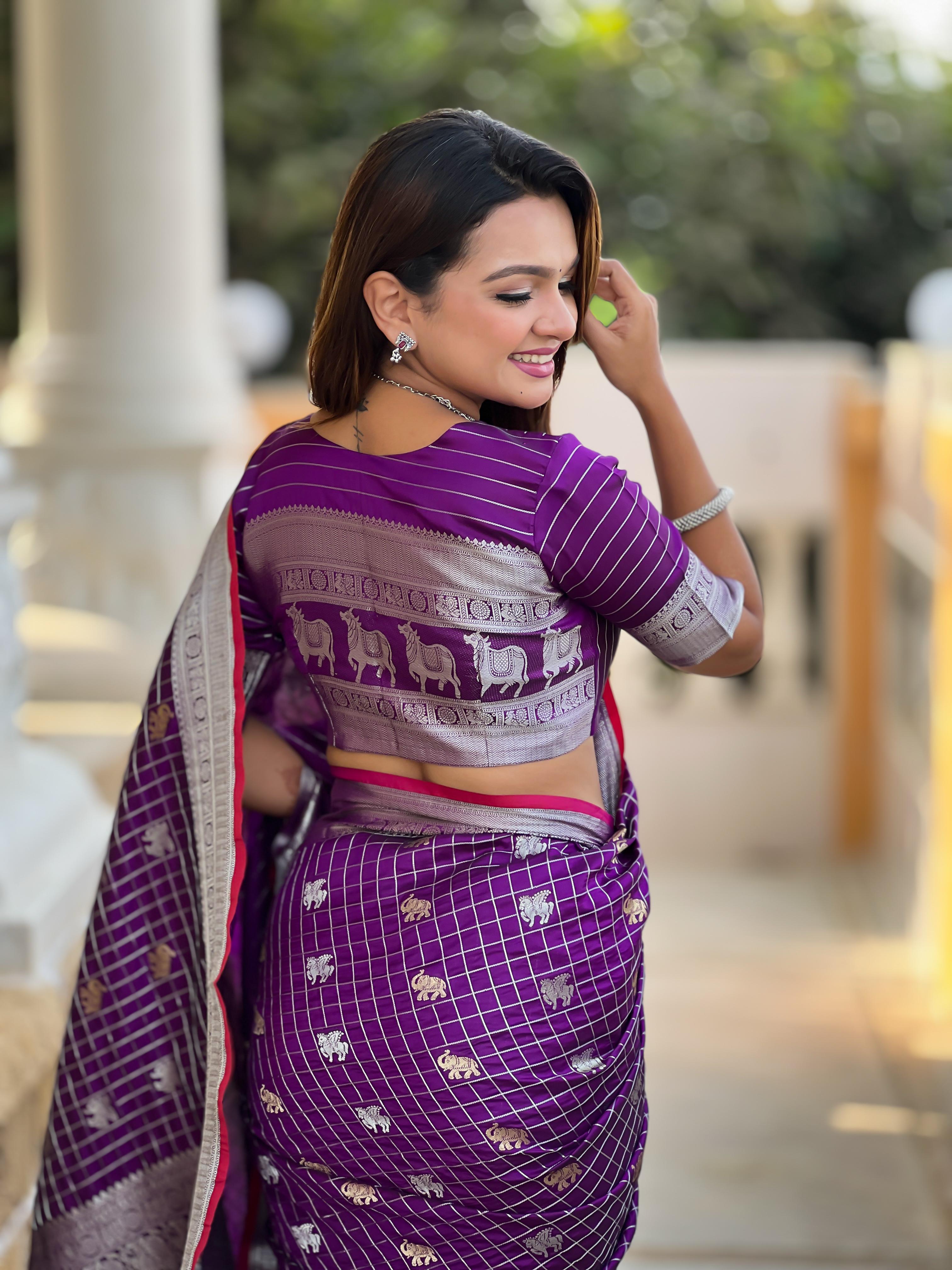 Fashionable Soft Silk Purple Color Saree