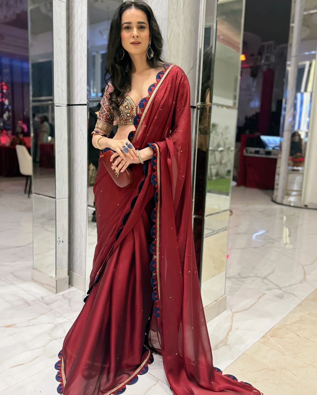 Shraddha Kapoor Bollywood Rangoli Red Color Saree