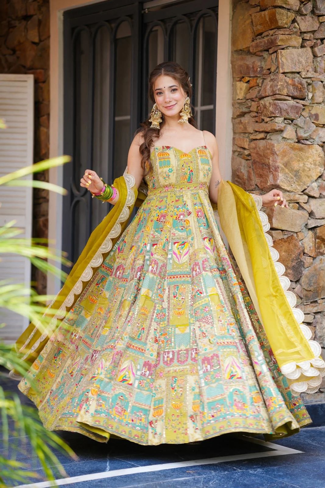 Printed Organza Silk Multi Color Anarkali Suit