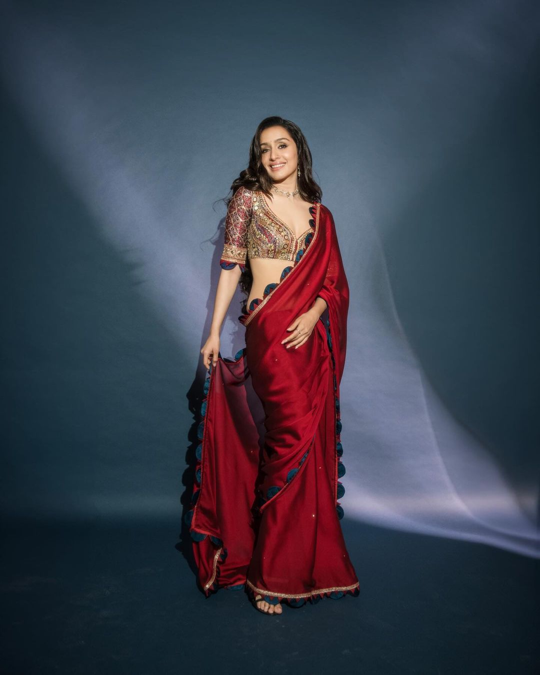 Shraddha Kapoor Bollywood Rangoli Red Color Saree