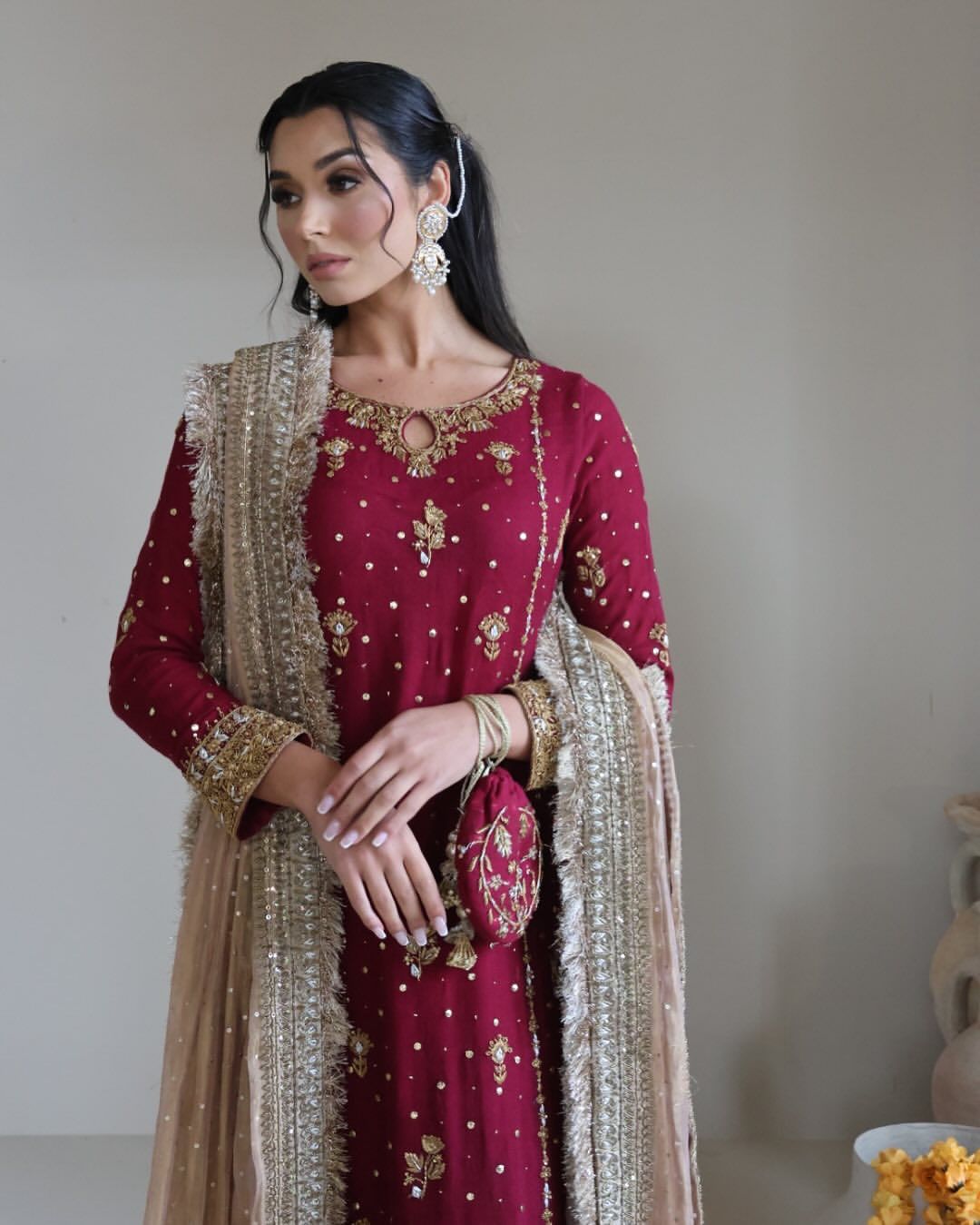 Outstanding Georgette Maroon Color Salwar Suit