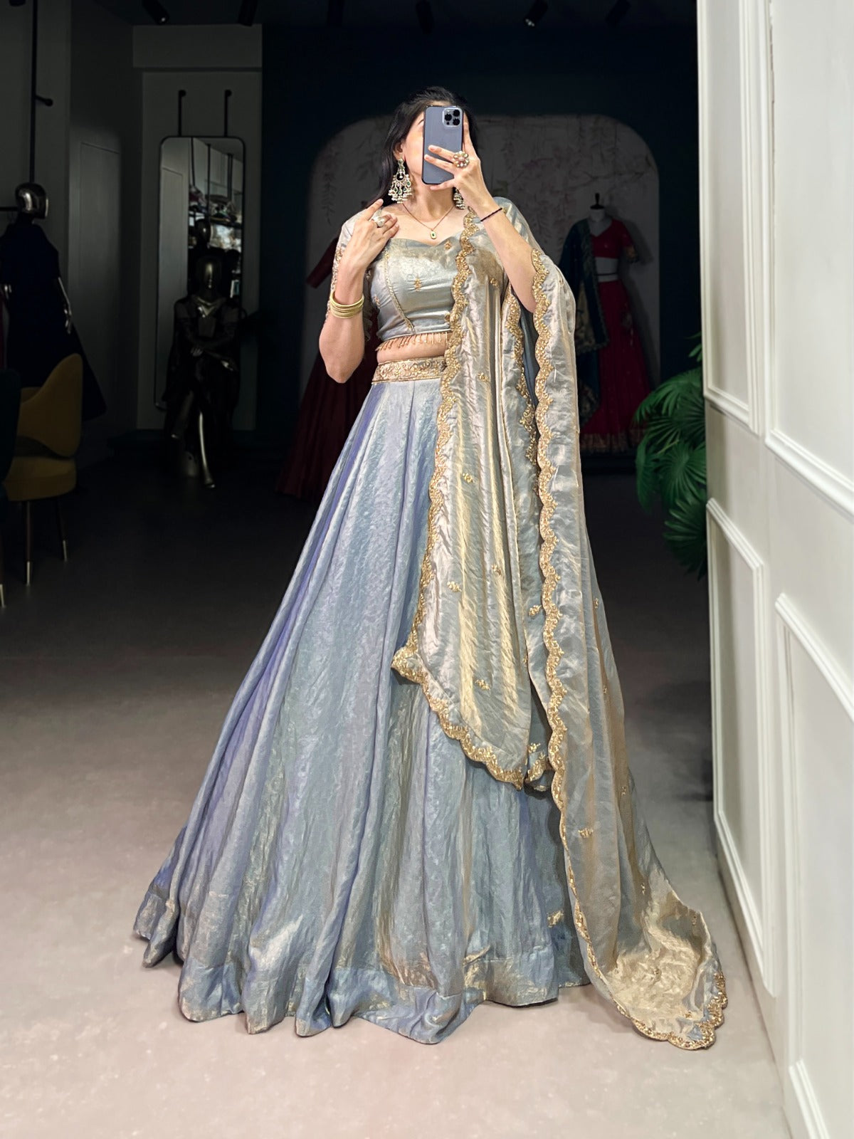 Shining Sequence Work Sky Blue Color Lehenga Choli