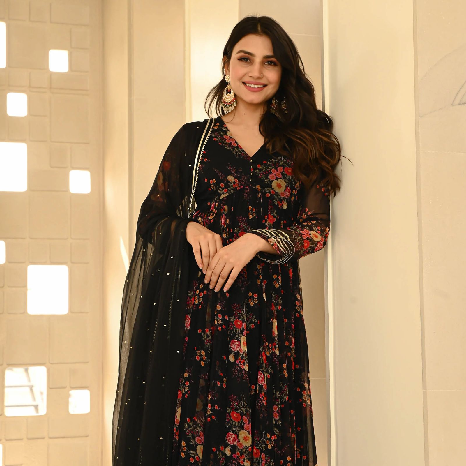 Fabulous Georgette Black Color Anarkali Gown