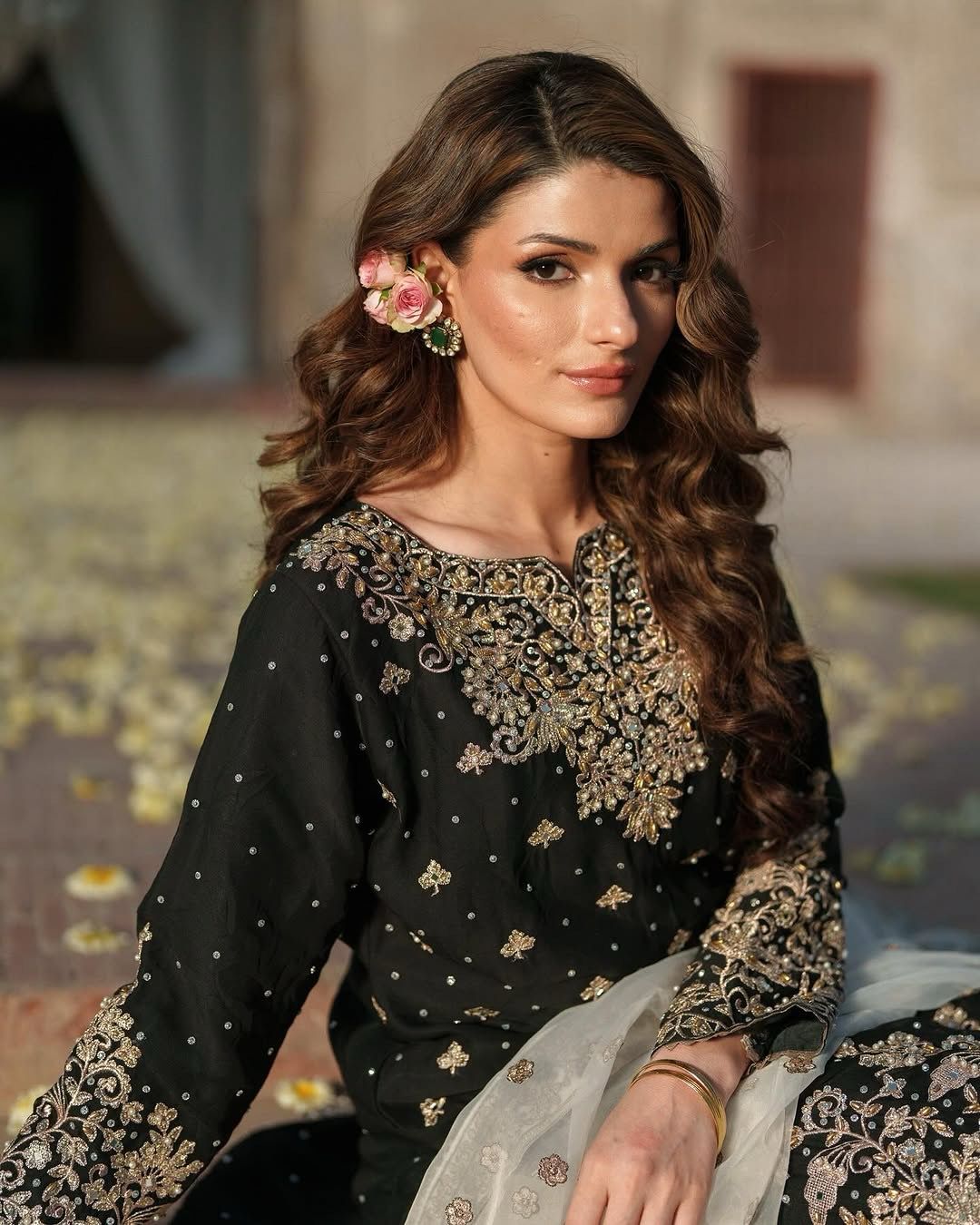 Decent Chinon Silk Black Color Palazzo Suit