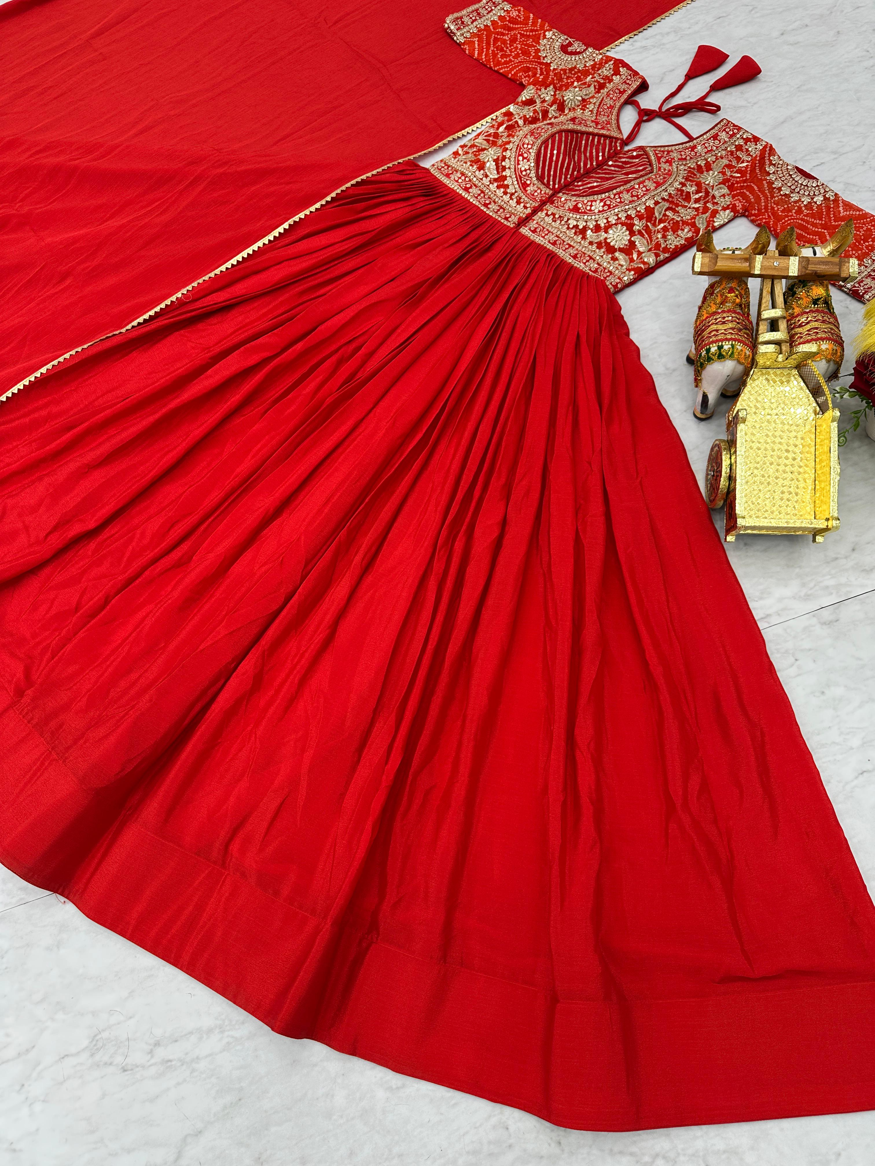 Blissful Pure Bandhrej Orange Color Gown