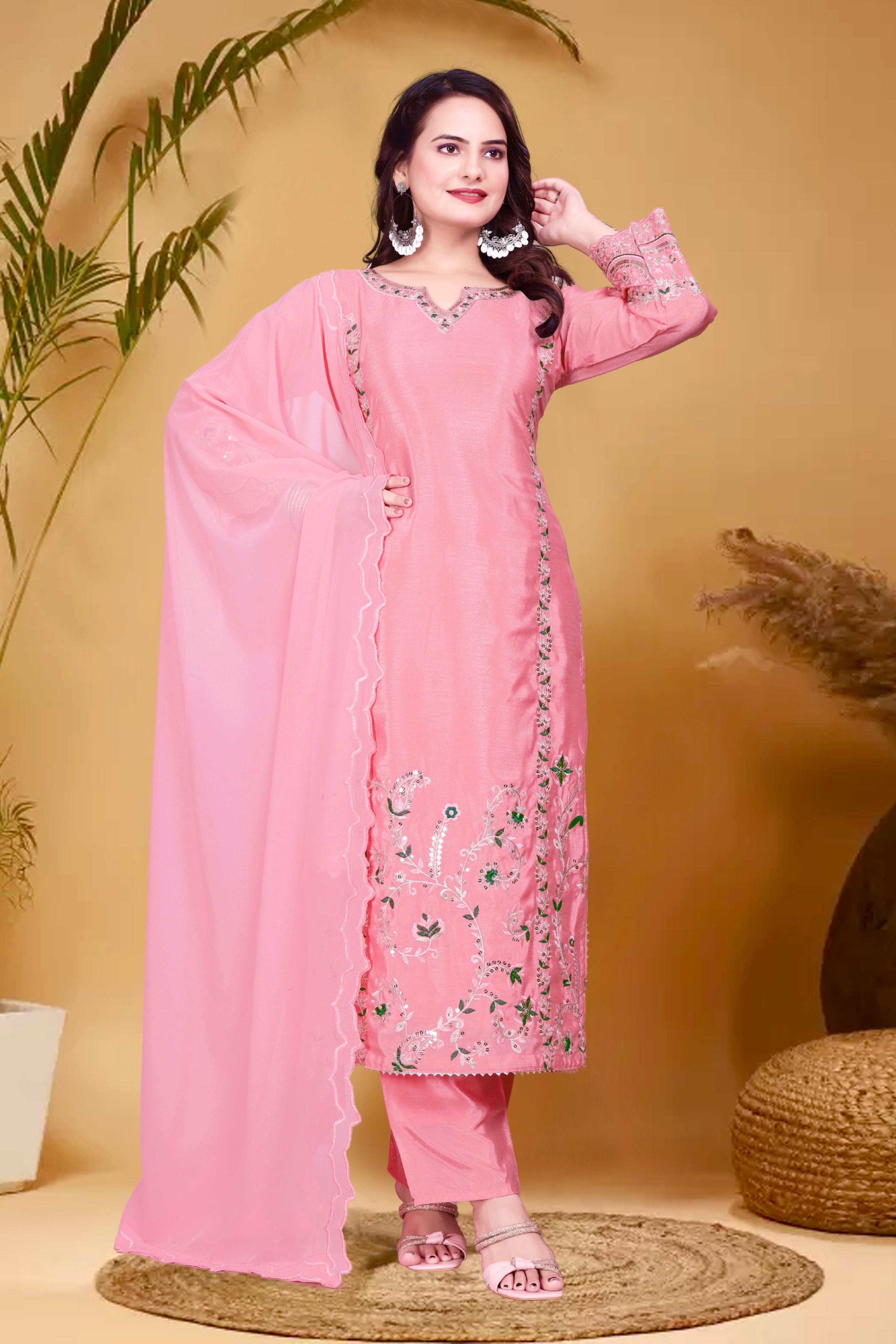 Presenting Thread And Sequence Work Pink Color Salwar Suit – vastracloth