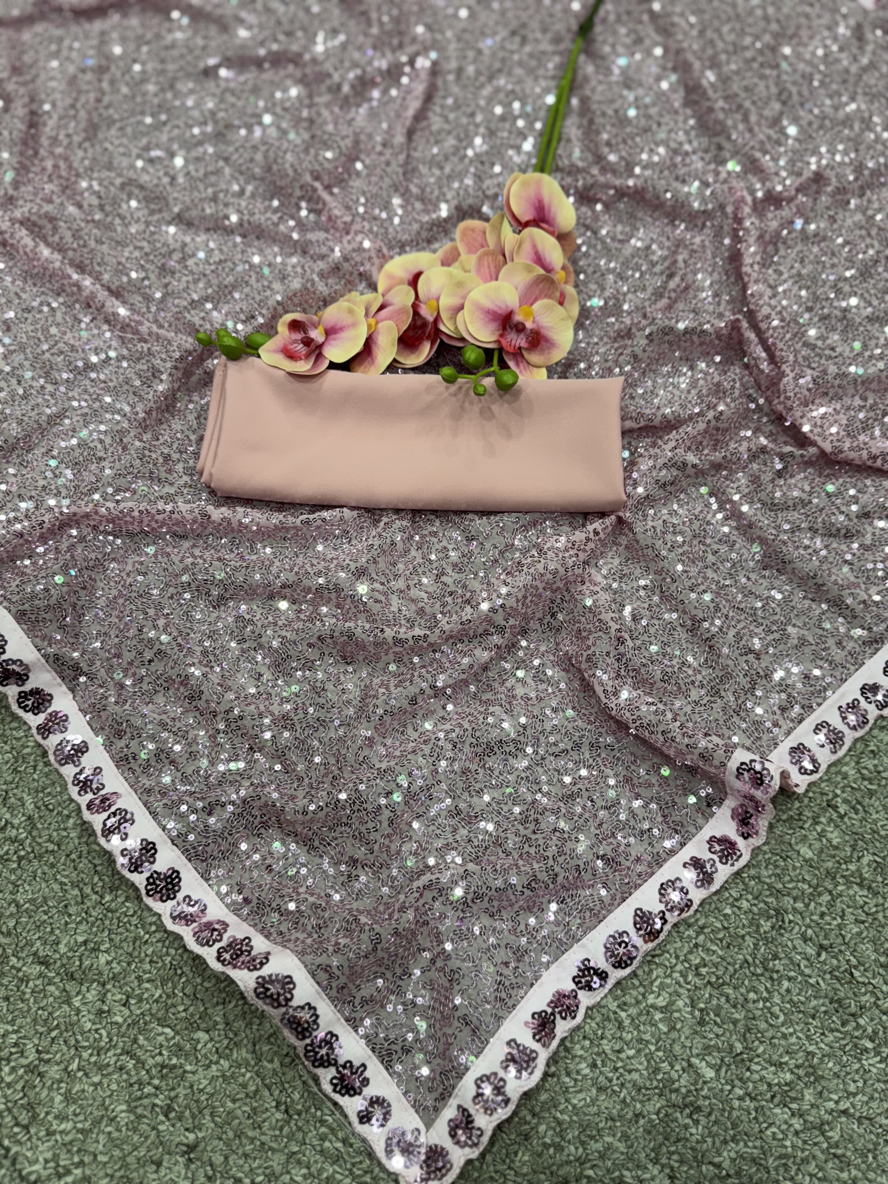 Bollywood Style Khichdi Embroidery Work Pink Color Saree