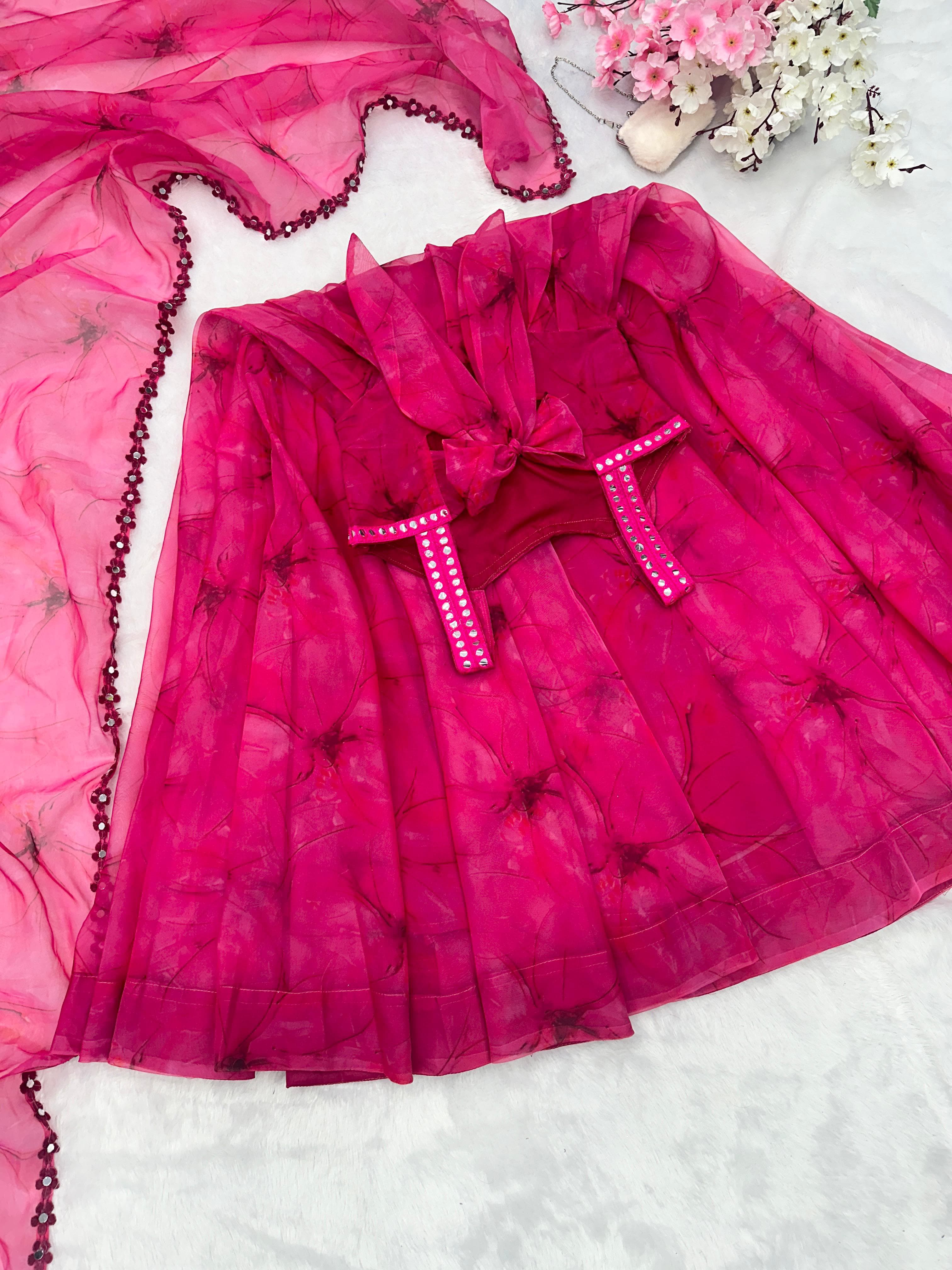 Preferable Digital Printed Pink Color Anarkali Suit