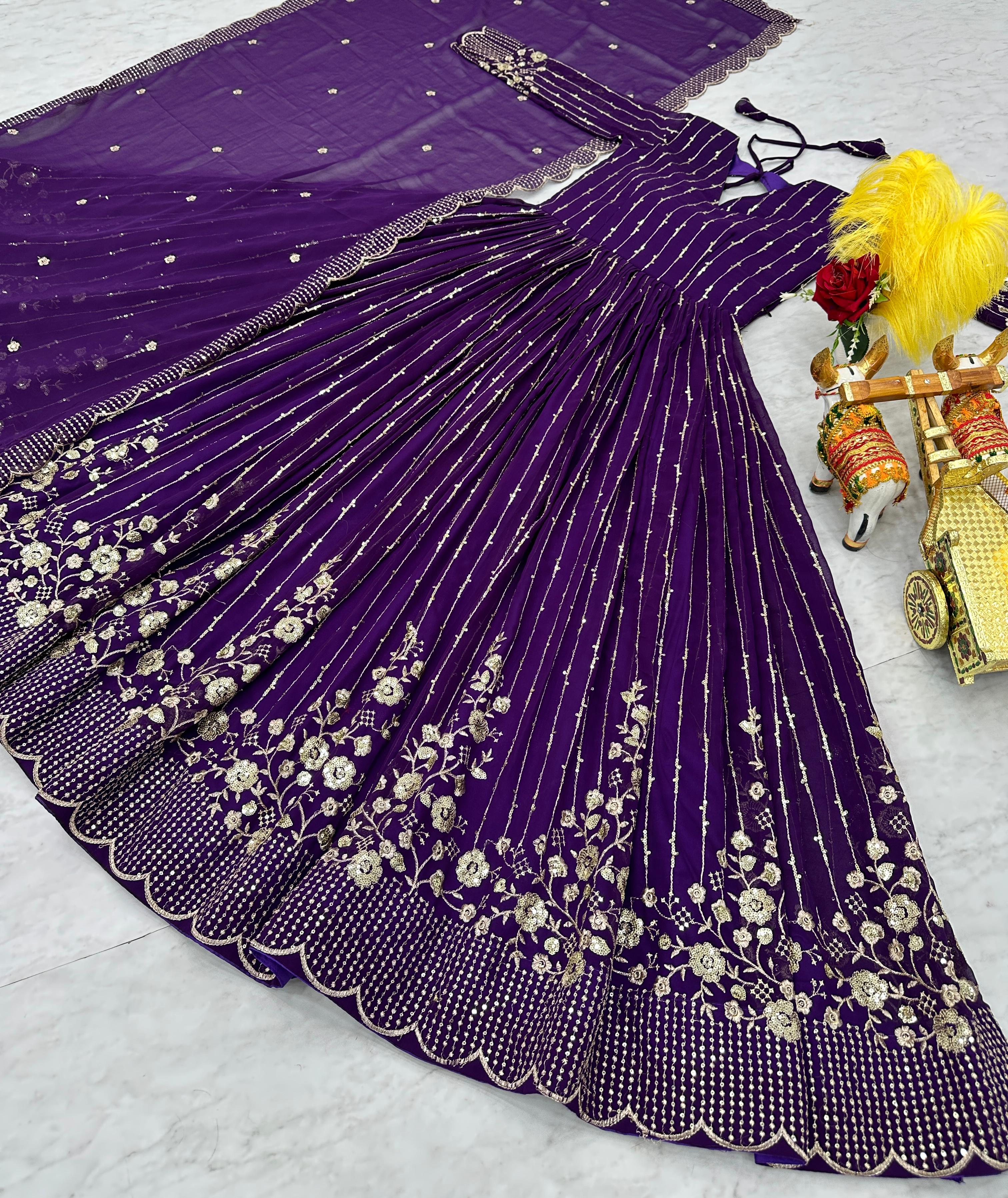 Superhit Sequence Embroidery Work Purple Color Gown