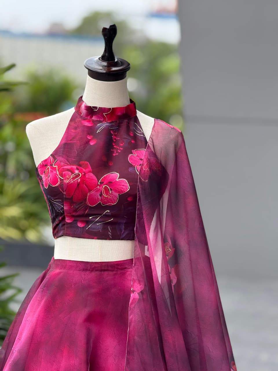 Admiring Pink Color Digital Printed Organza Work Lehenga