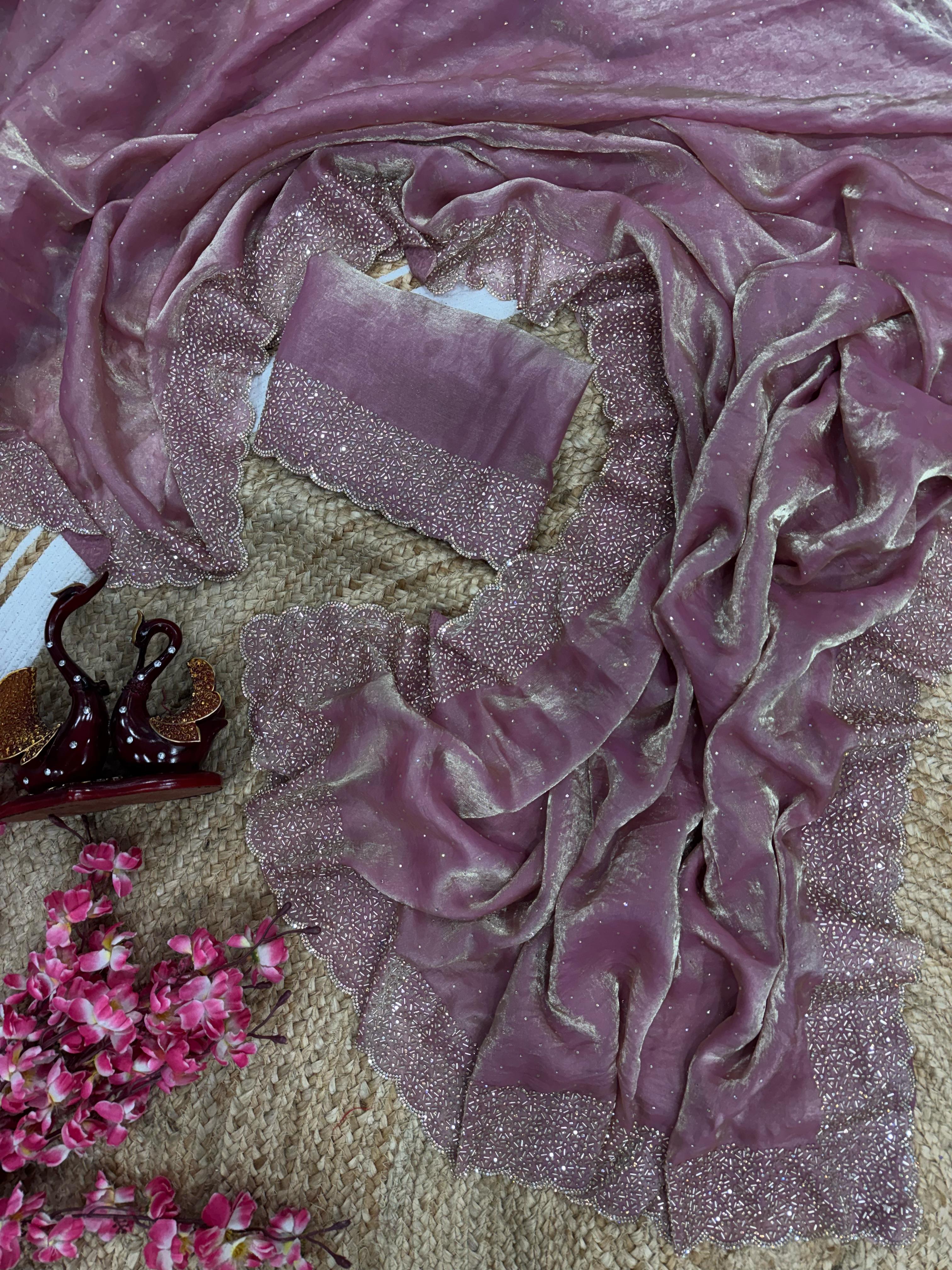 Attractive Silk Onion Color Saree