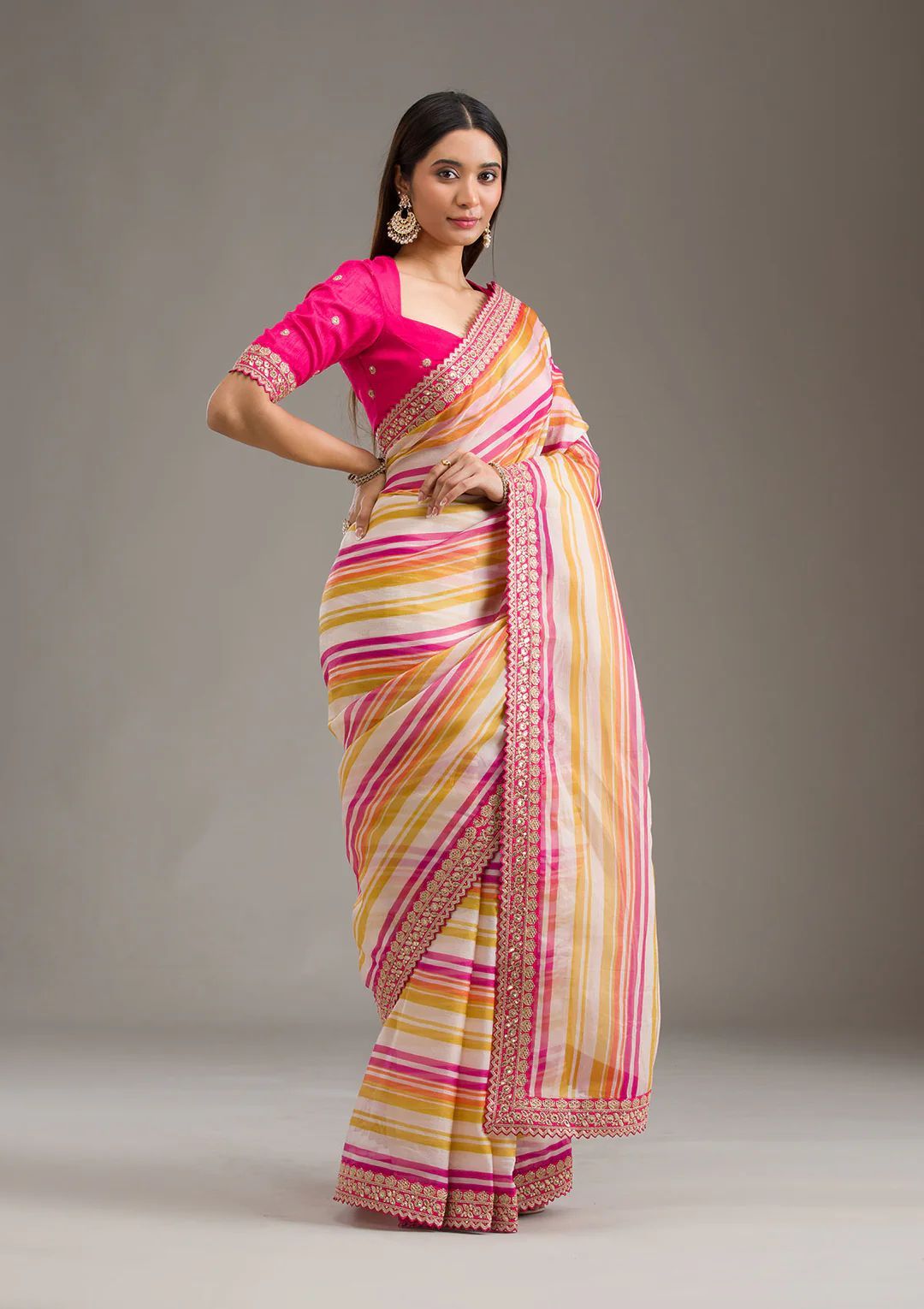 Mesmerizing Pink Tabby Silk Cording Work Saree