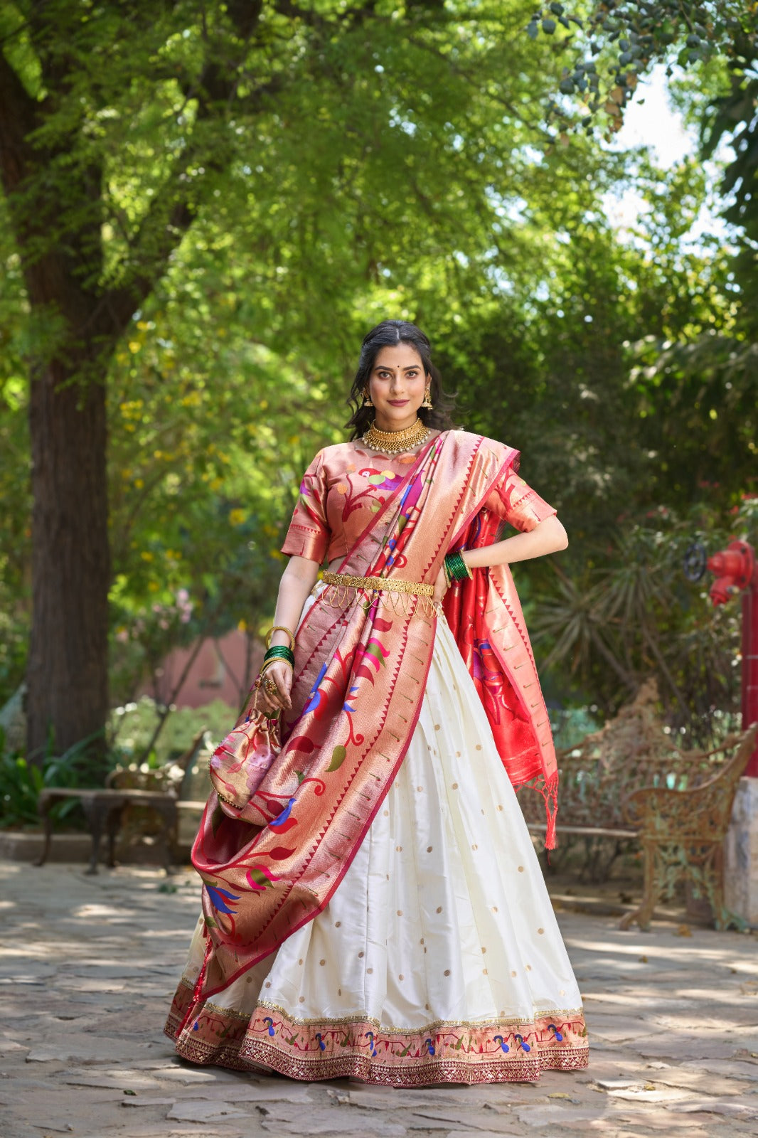 Fantastic Weaving Zari Work White Color Lehenga Choli