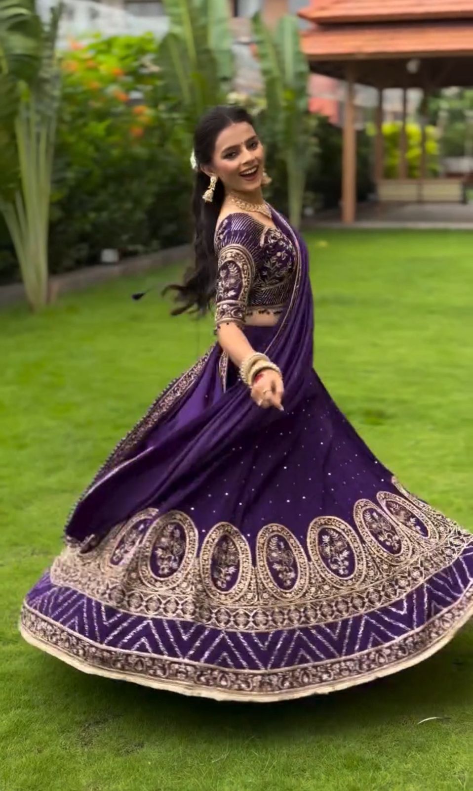 Beautiful Purple Vichitra Silk Embroidery Lehenga Choli