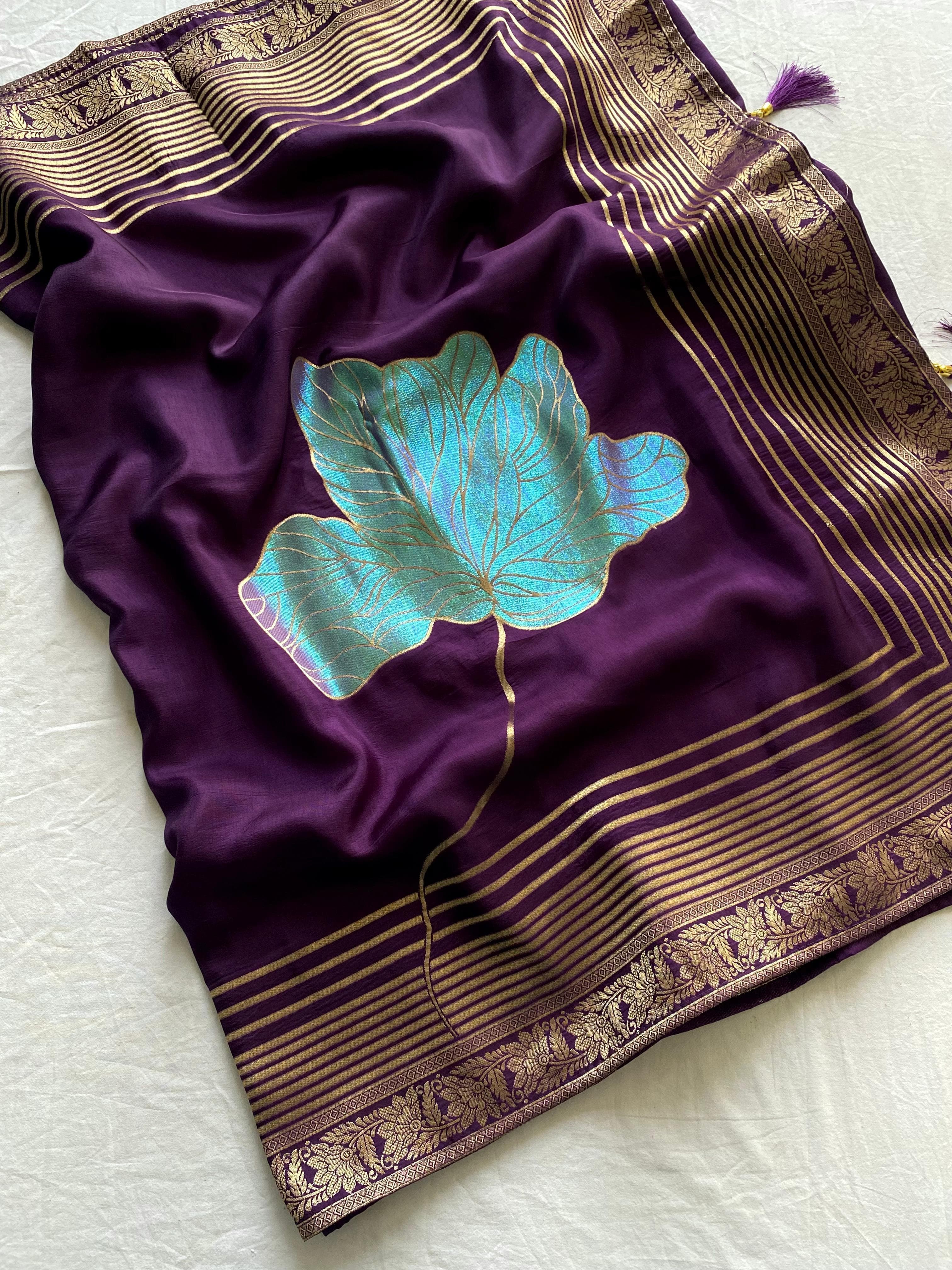 Fantastic Munga Silk Purple Color Saree