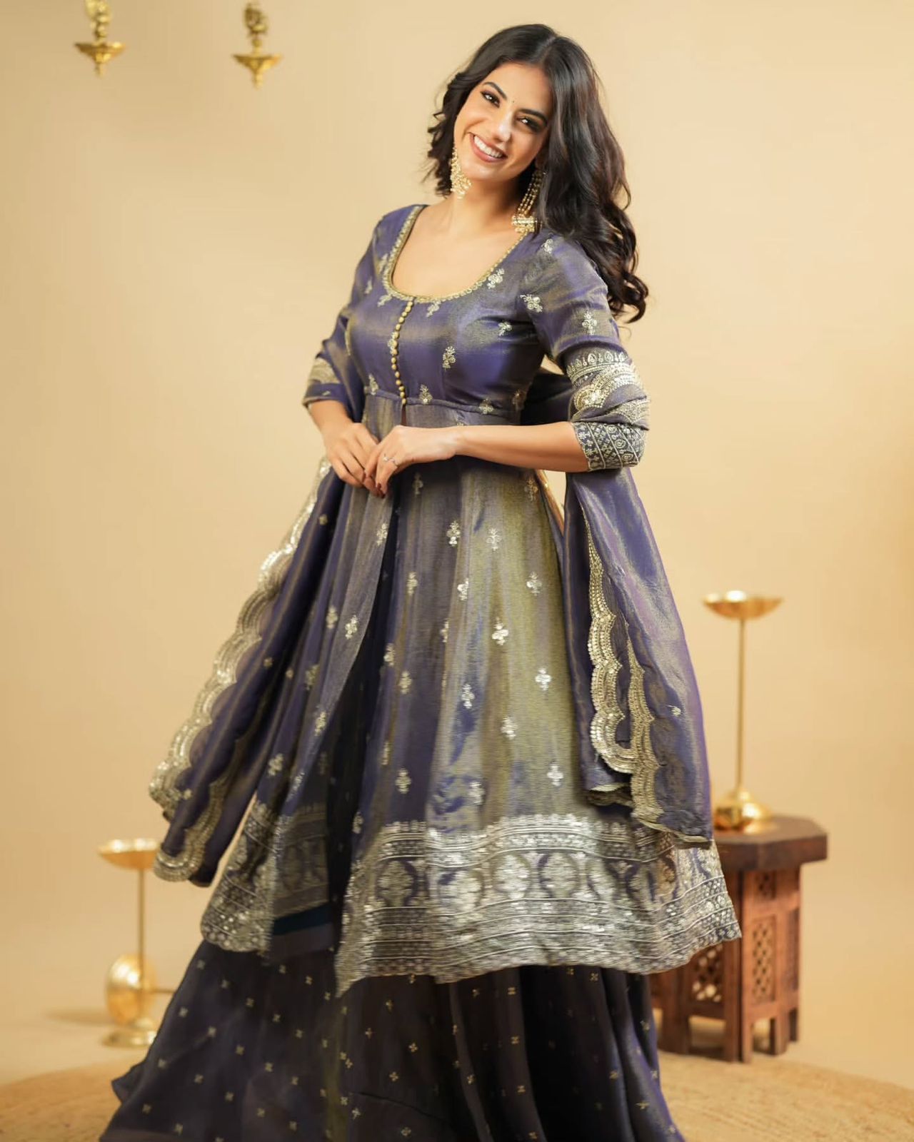 Simmer Silk Lavender Color Top With lehenga