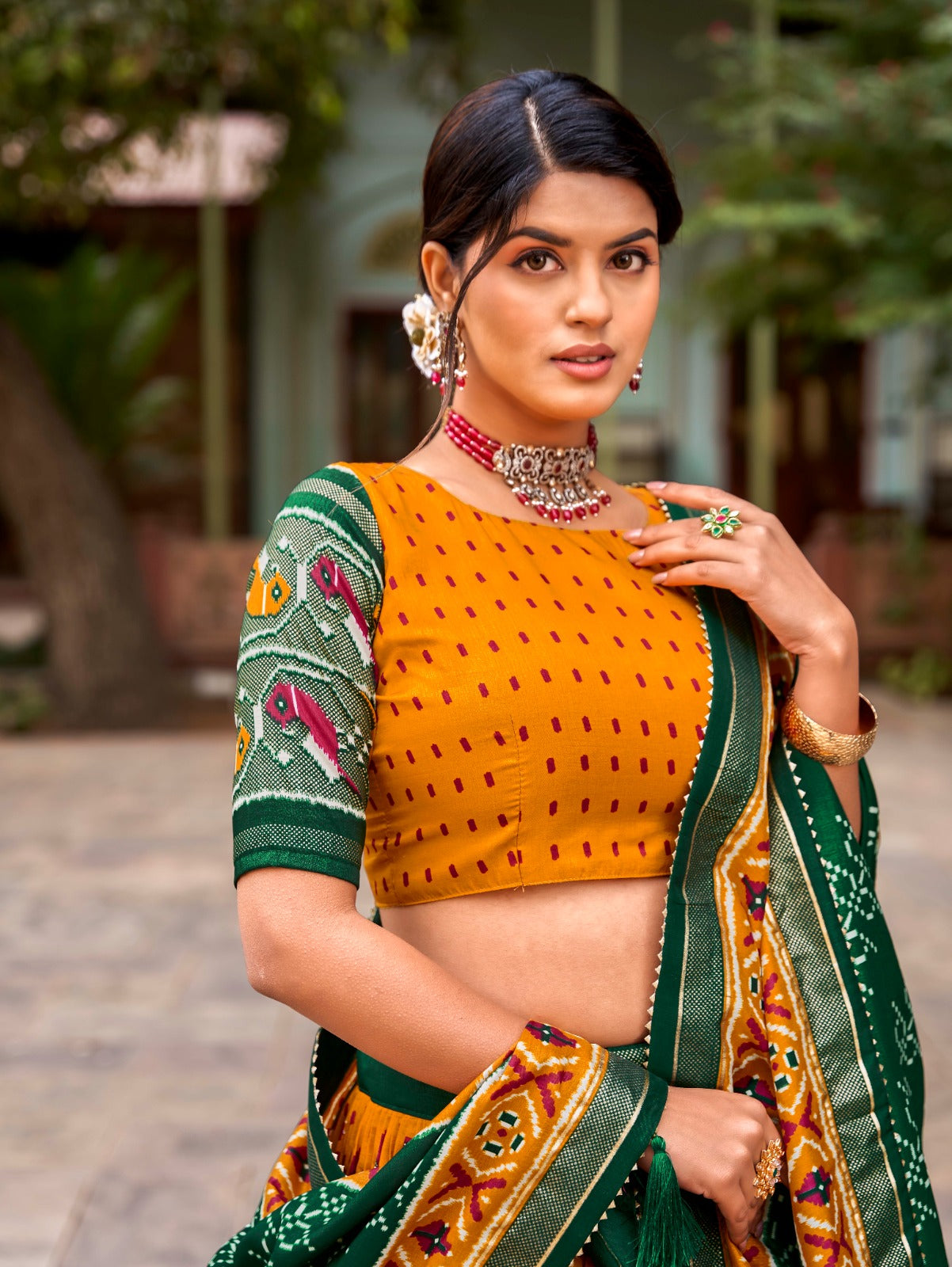 Presenting Patola Print With Foil Work Munster Color Lehenga Choli