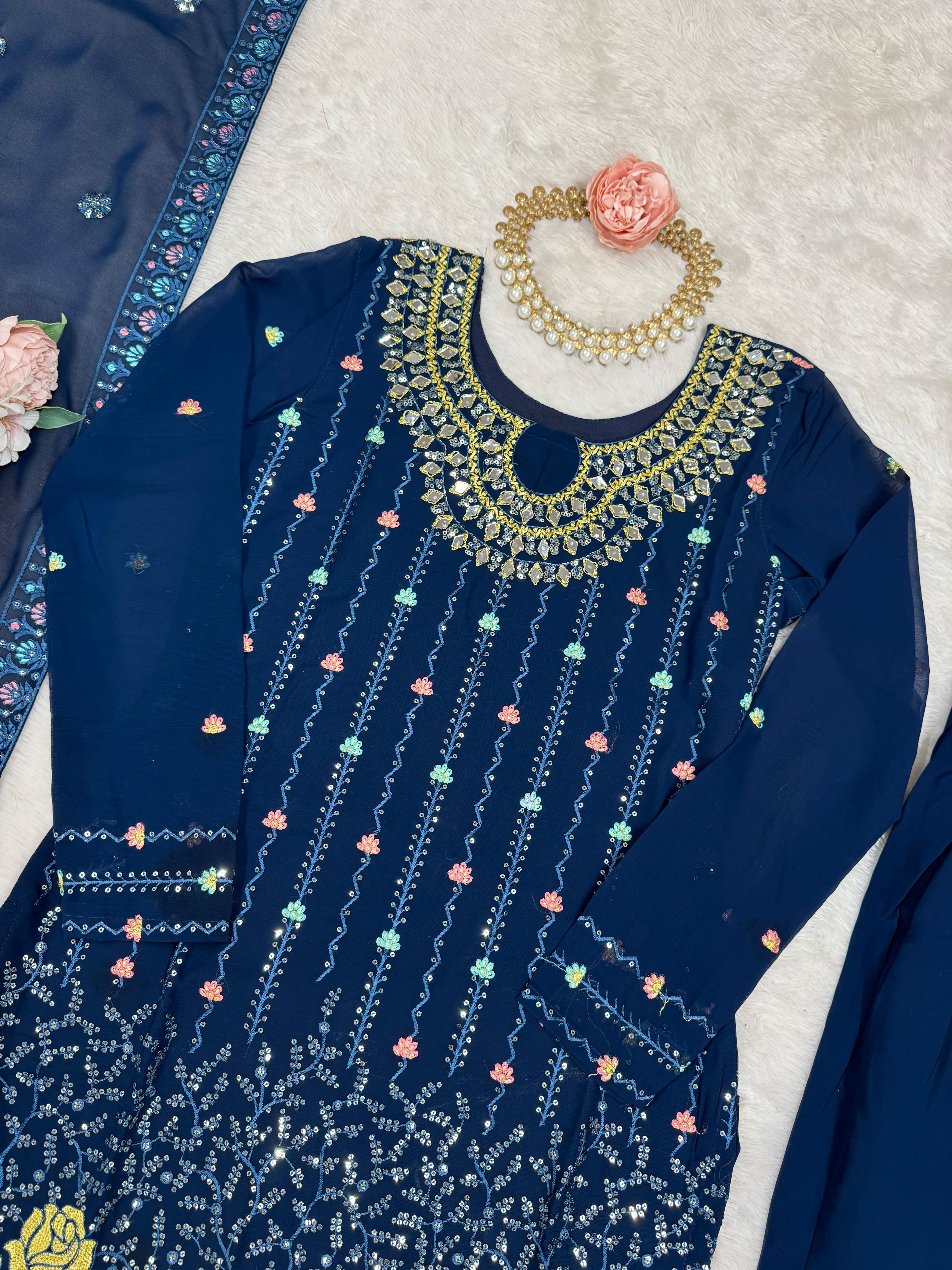 Wonderful Sequence Work Navy Blue Color Salwar Suit