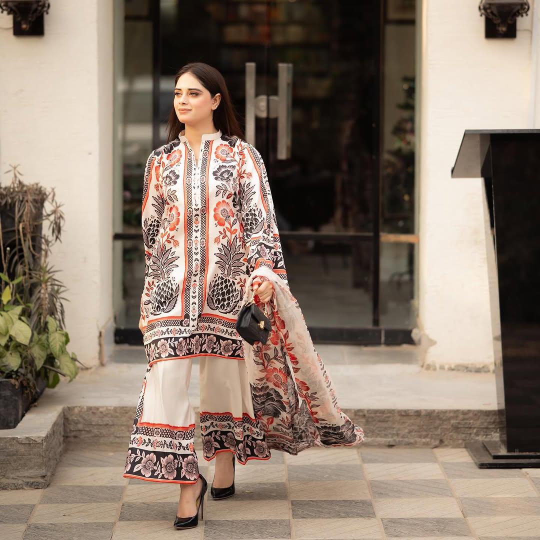 Digital Printed Cream Color Palazzo Suit