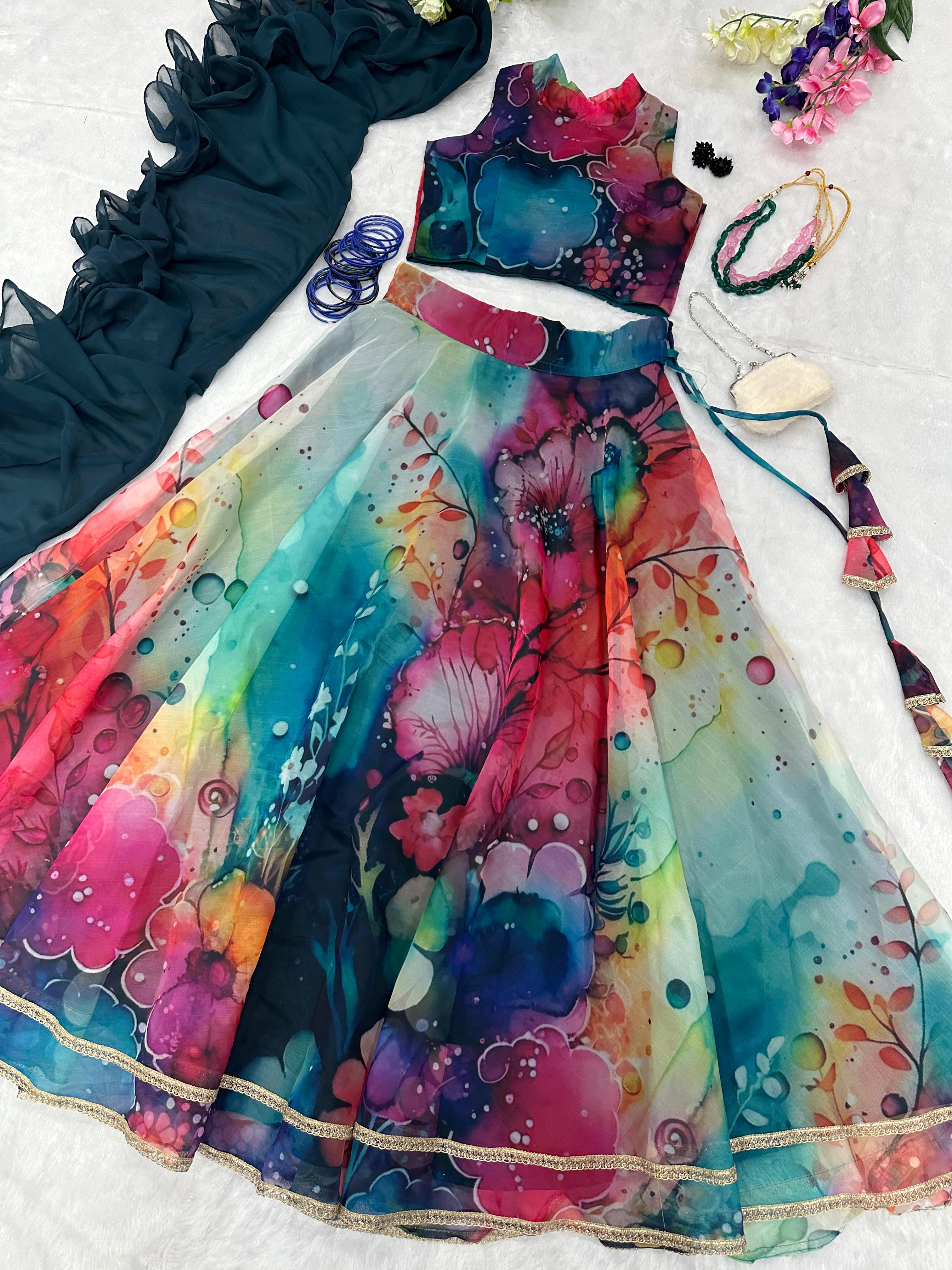 Wonderful Multi Color Digital Printed lehenga Choli