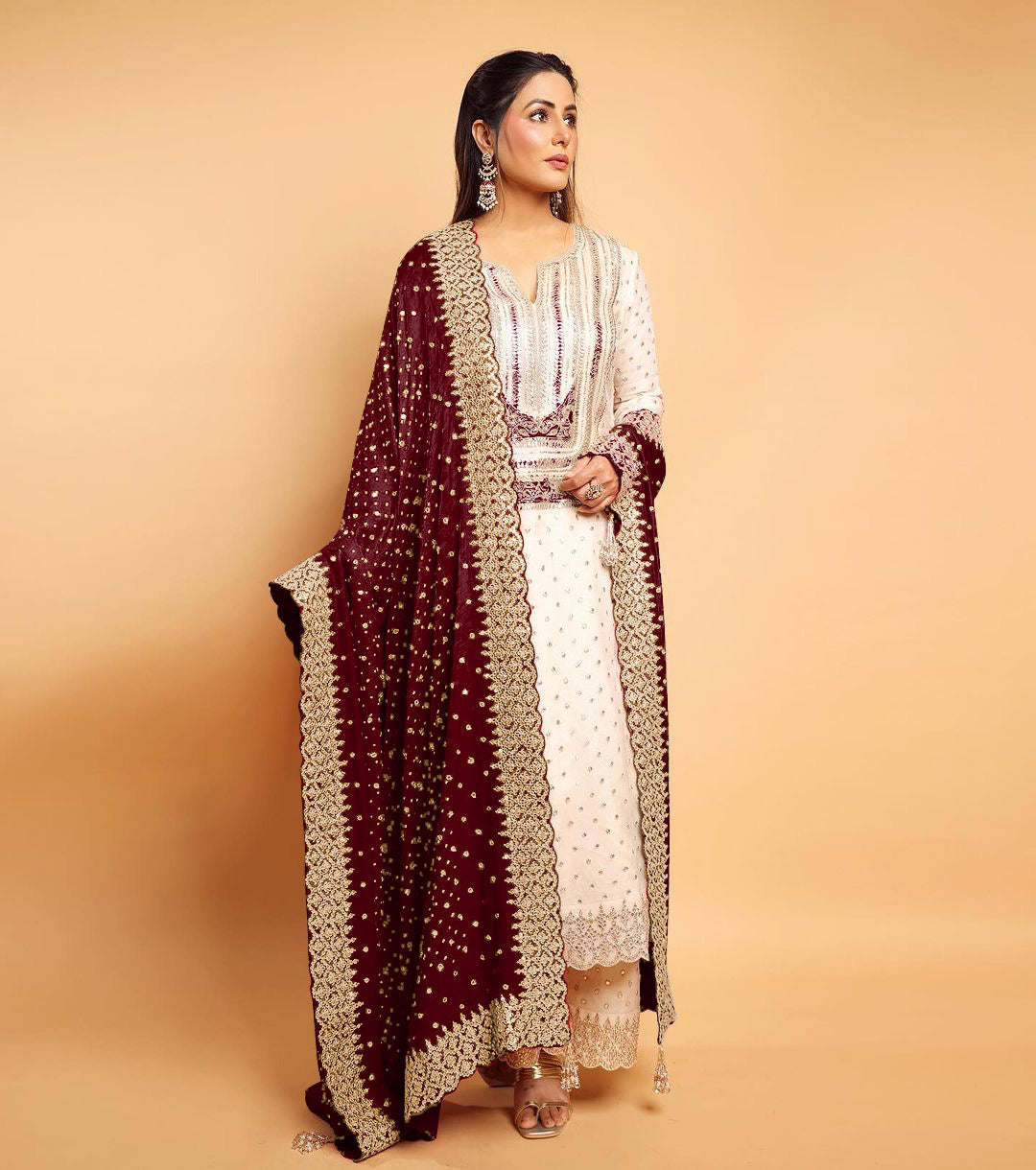 Captivating Embroidery Sequence Work Maroon Color Anarkali Suit