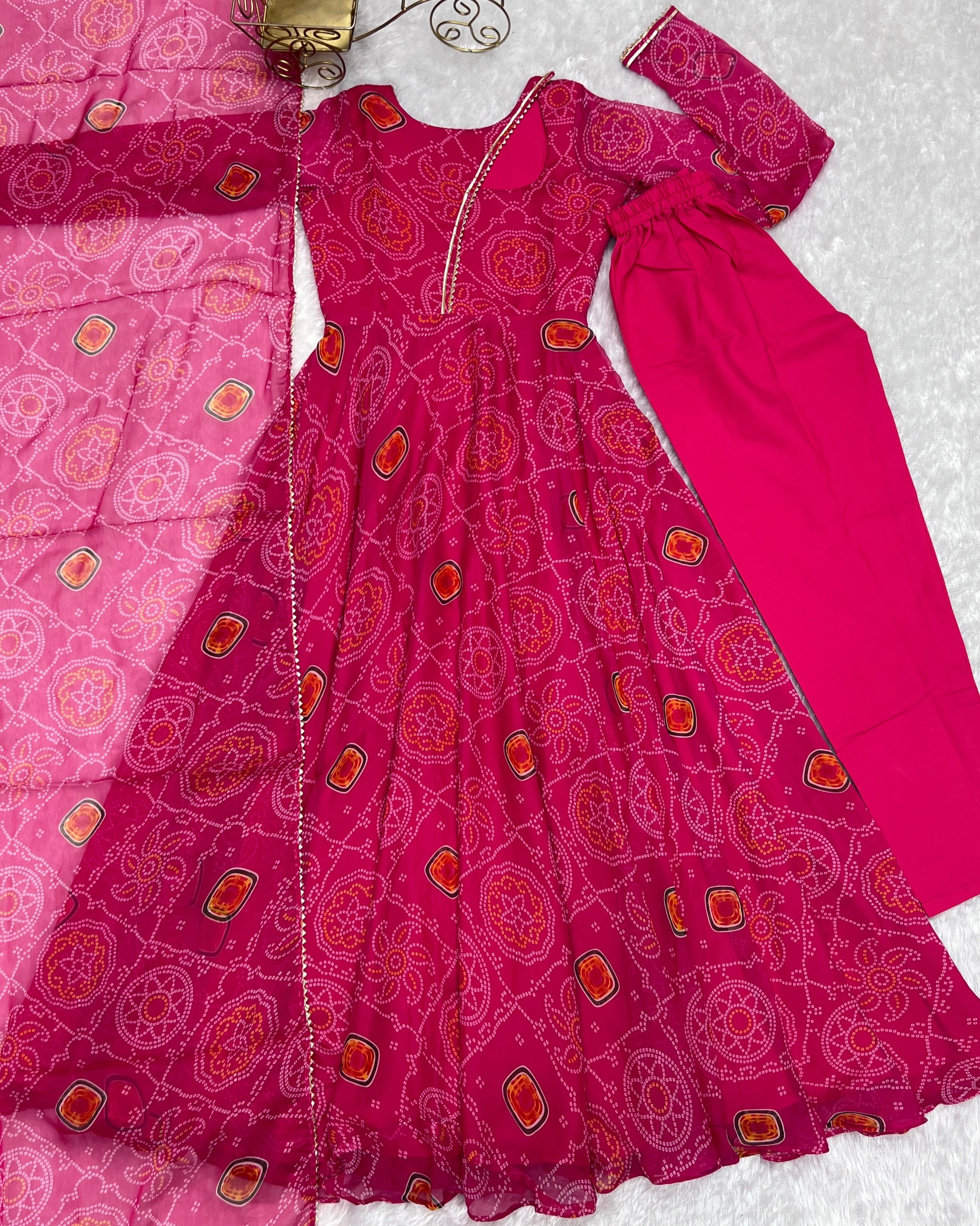 Stylish Neck Pattern Pink Color Anarkali Suit