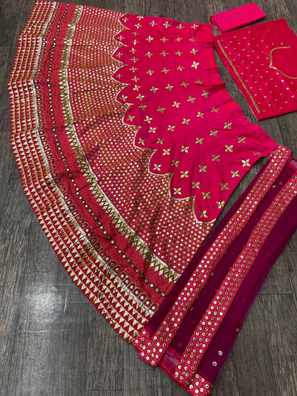 Pink Color Embroidery Work Bridal Lehenga Choli