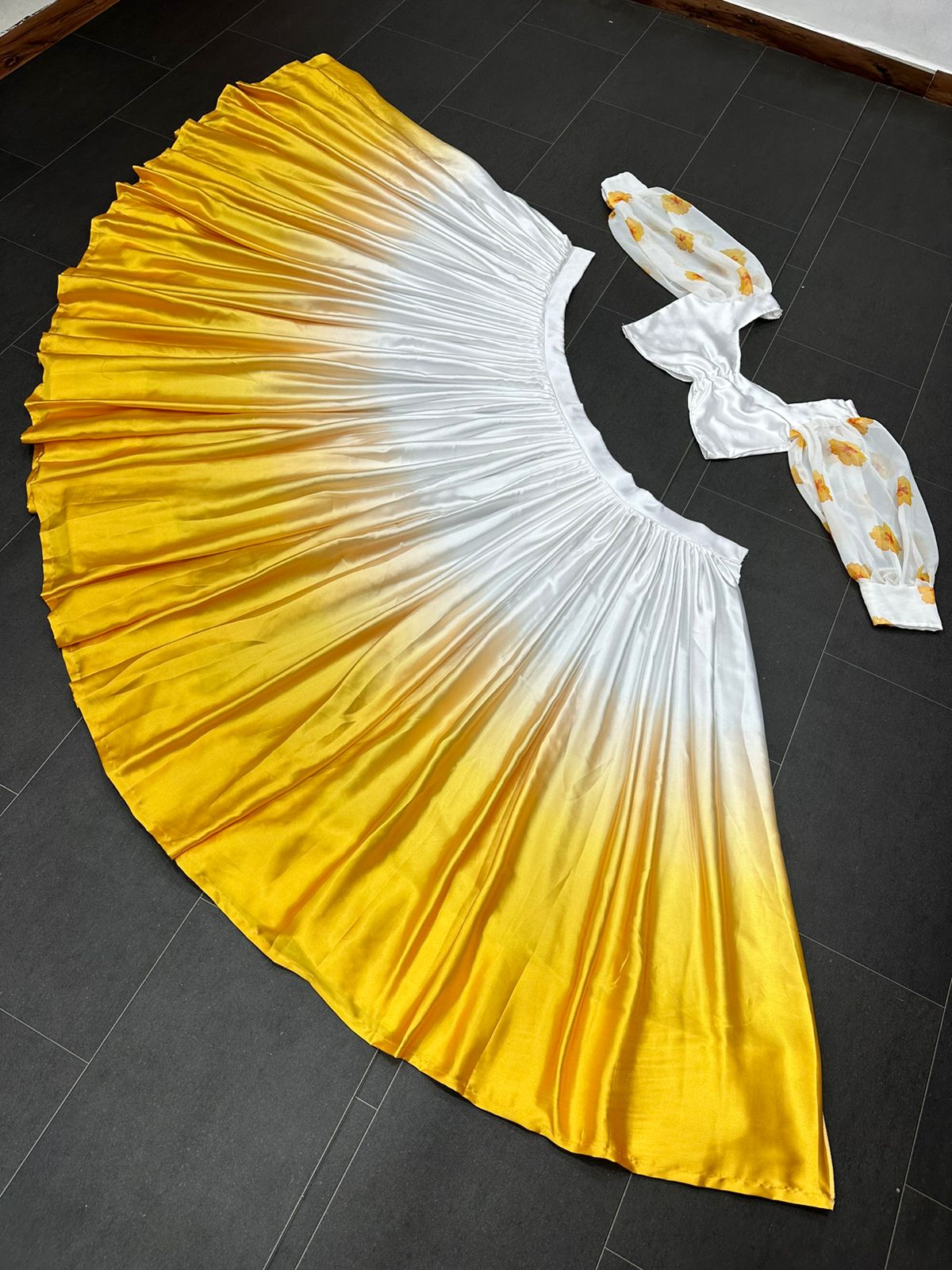 Haldi Wear White With Yellow Color Silk Lehenga Choli