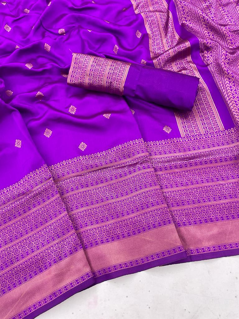 Rich Design Pallu And Border Purple Color Saree