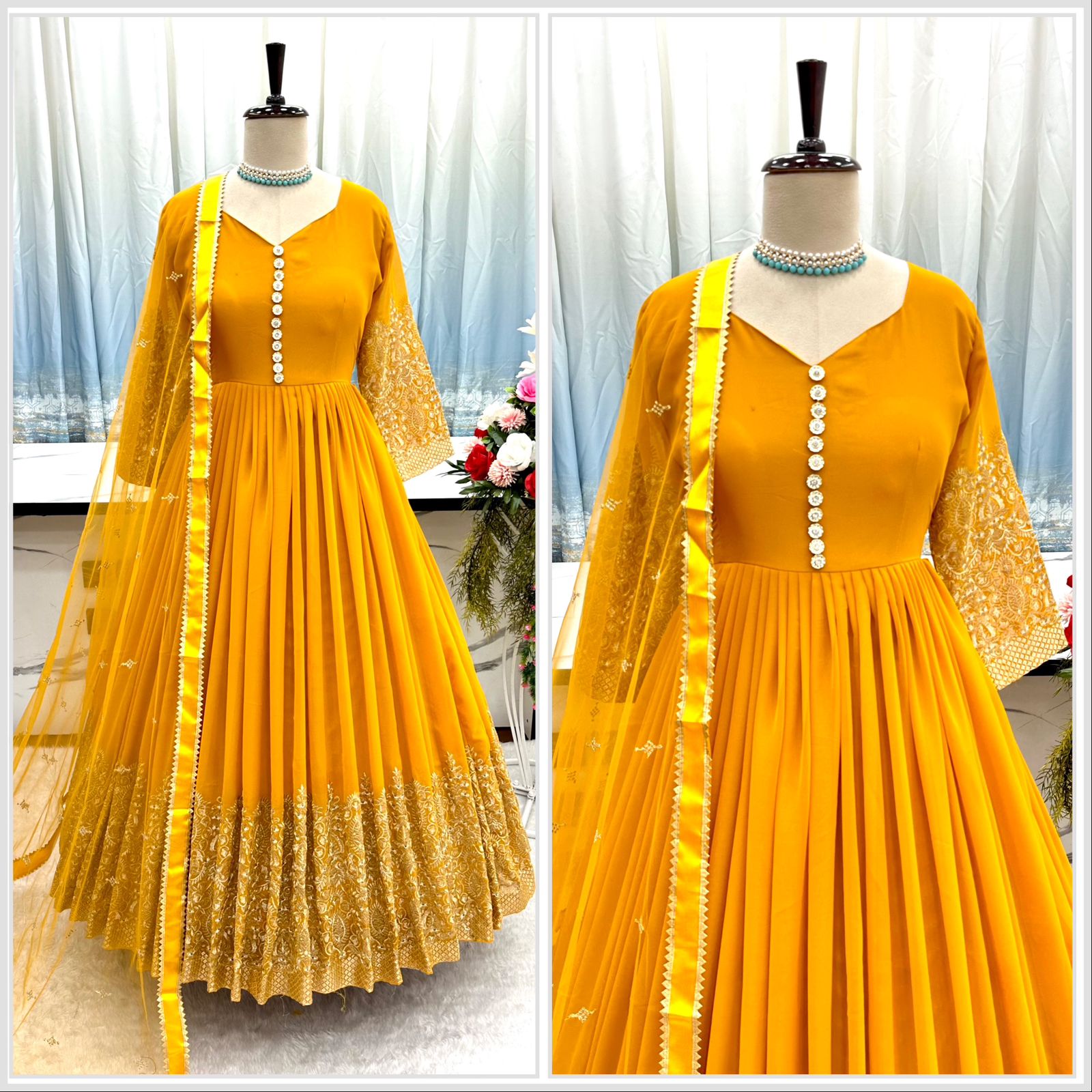 Exclusive Yellow Color Embroidered Anarkali Gown