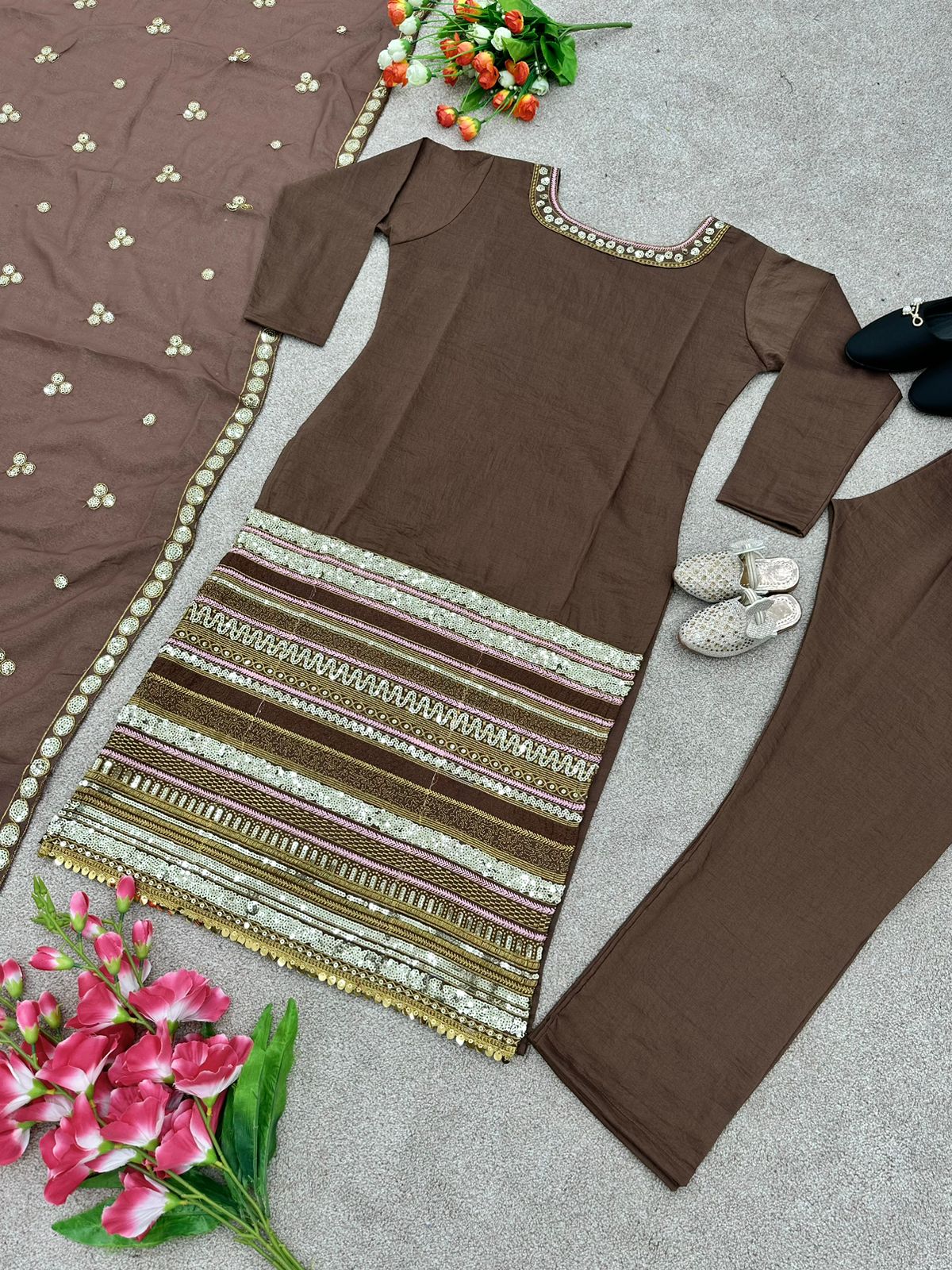 Brown Color Heavy Work Amazing Salwar Suit