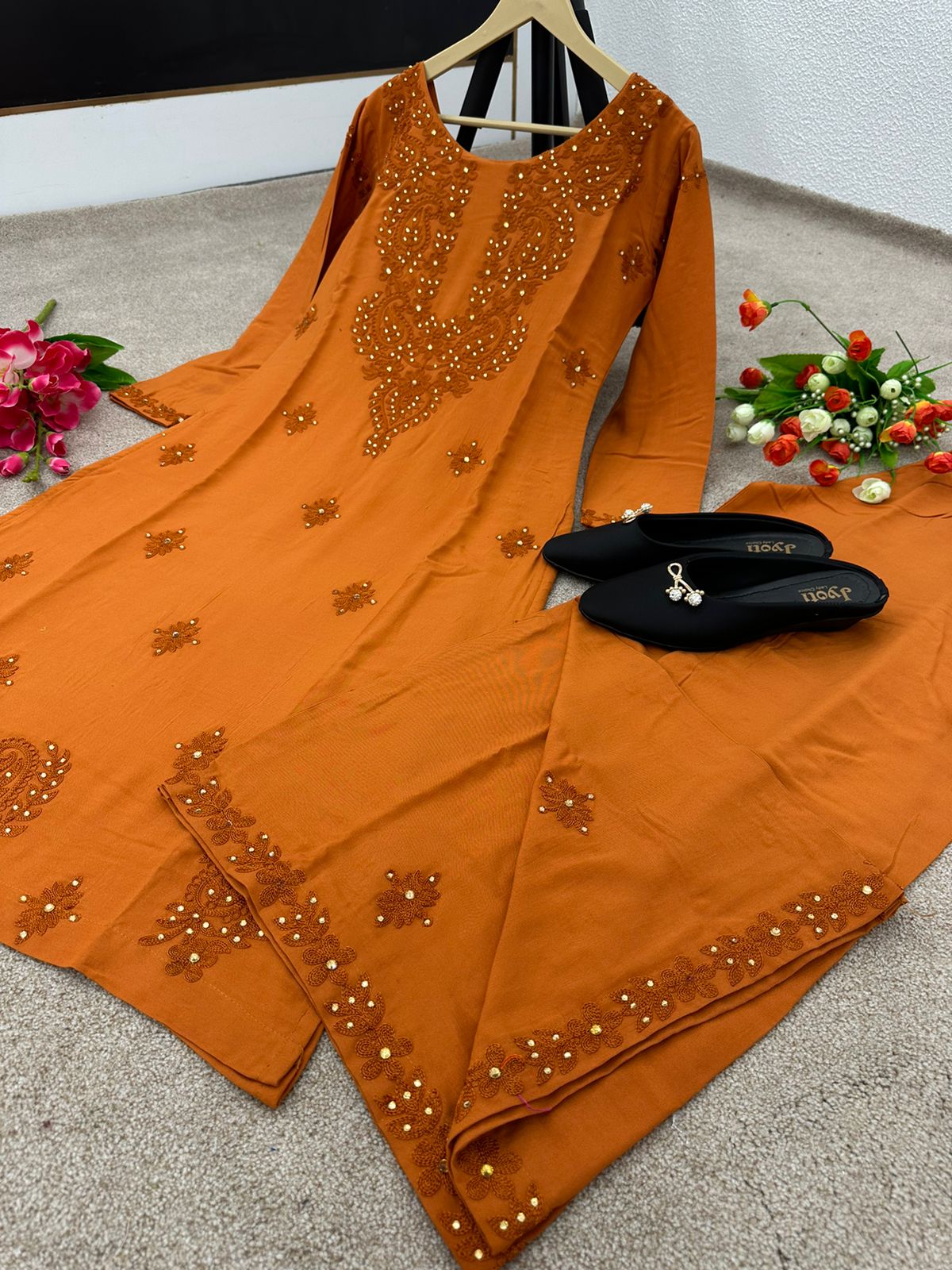 Opulent Mustard Color Full Sleeve Kurti With Pant