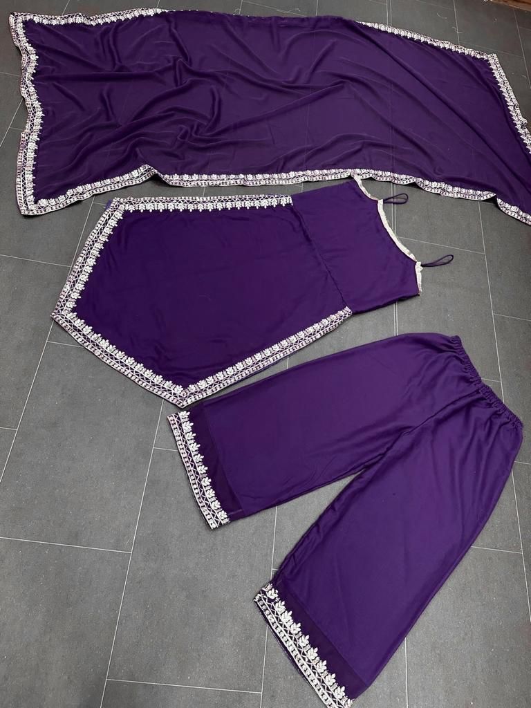Innovative Purple Color Embroidered Work Salwar Suit