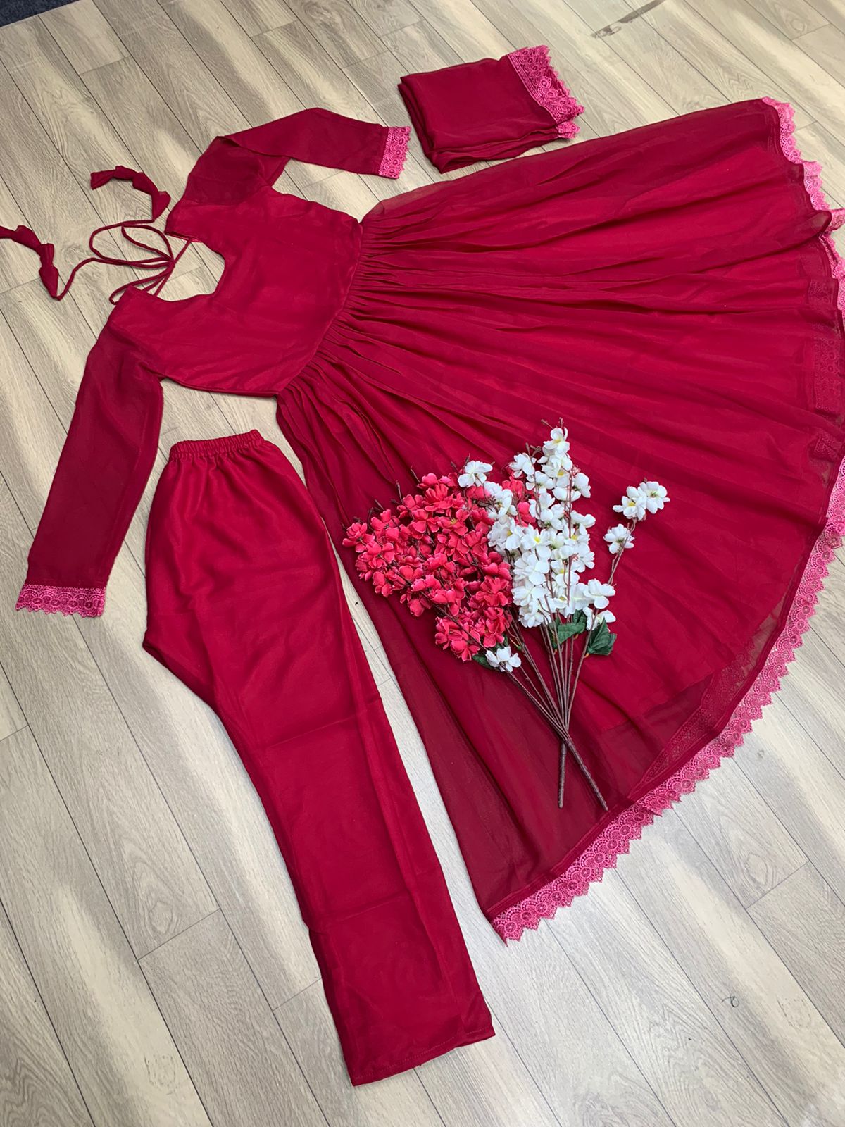 Party Wear Dark Pink Color Stunning Anarkali Gown