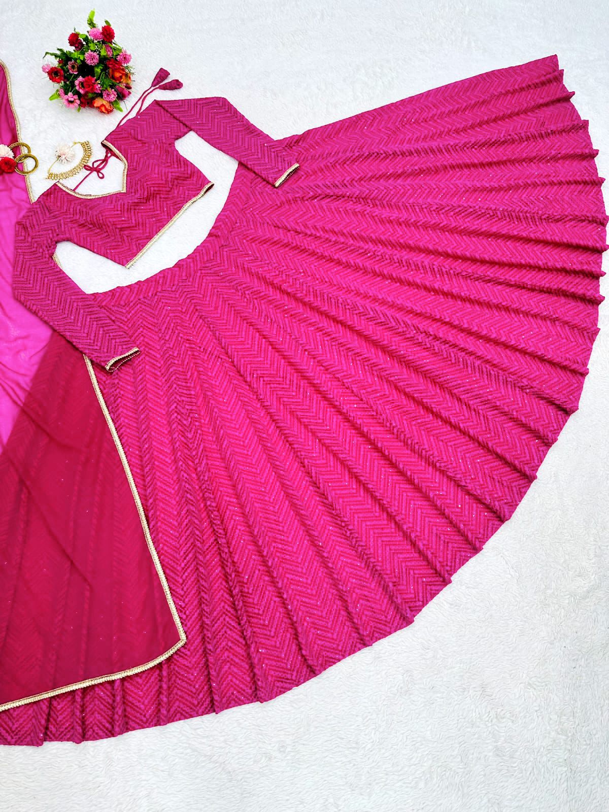 Marvelous Pink Color Thread Sequence Work Lehenga Choli