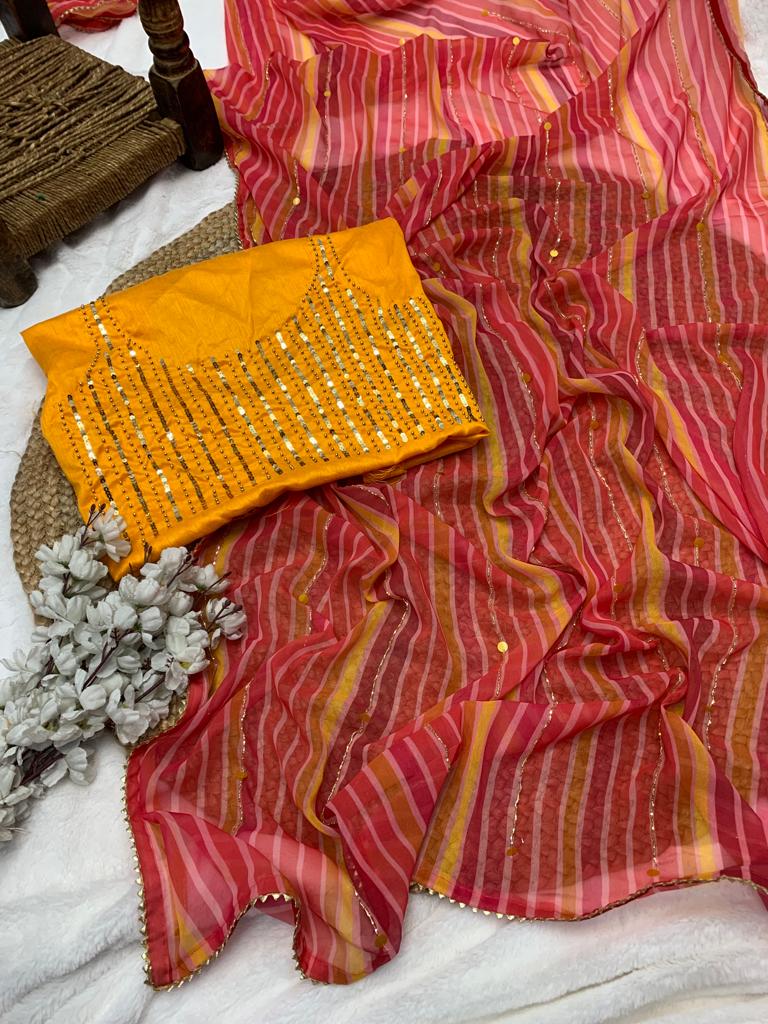 Glorious Handwork Multi With Yellow Color Saree
