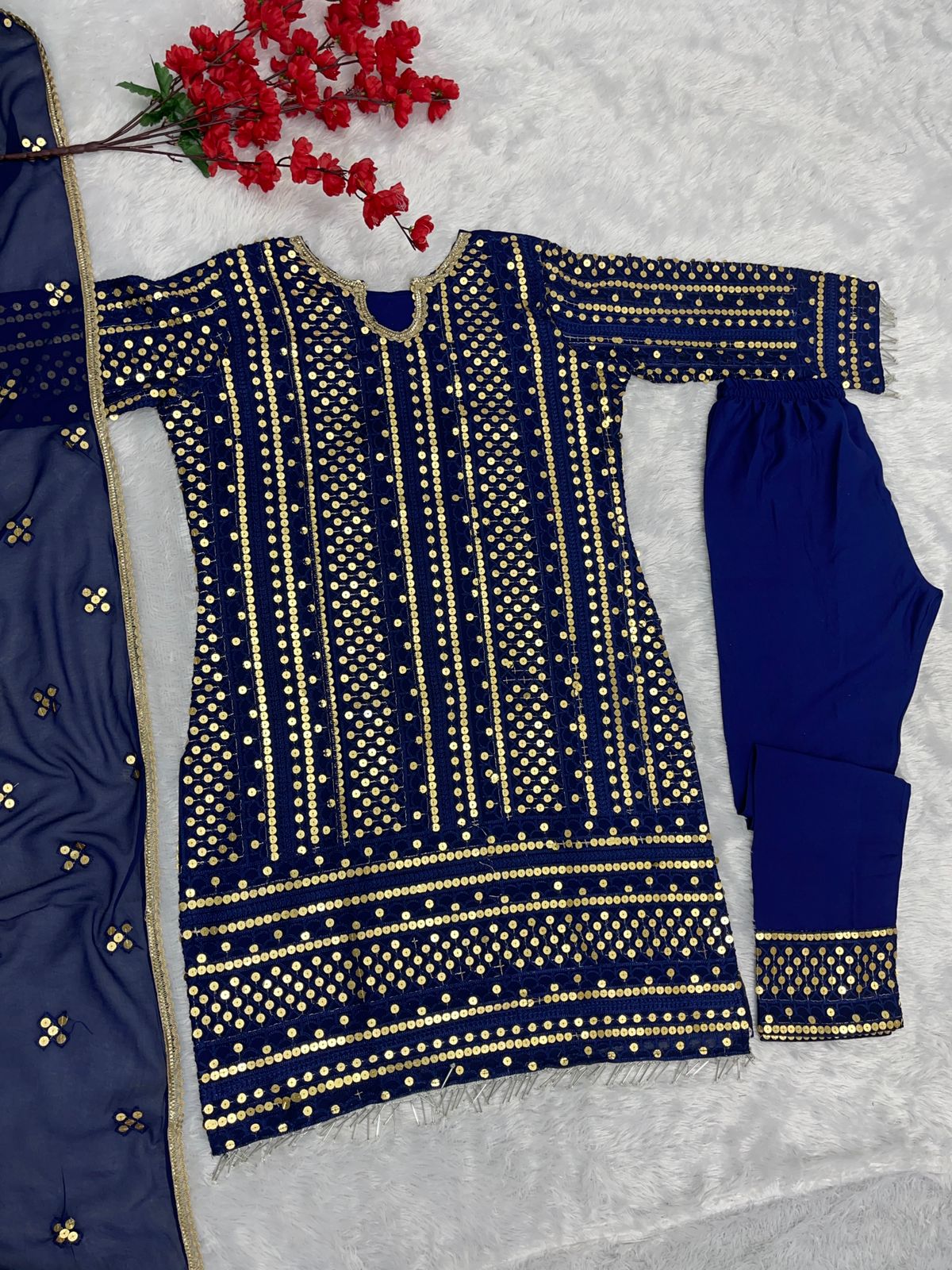 Stunning Navy Blue Color Sequence Work Salwar Suit