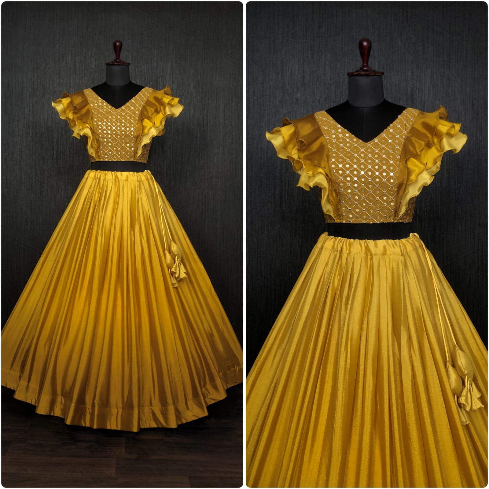 Luxuriant Yellow Color Shade Crop Top Lehenga Choli