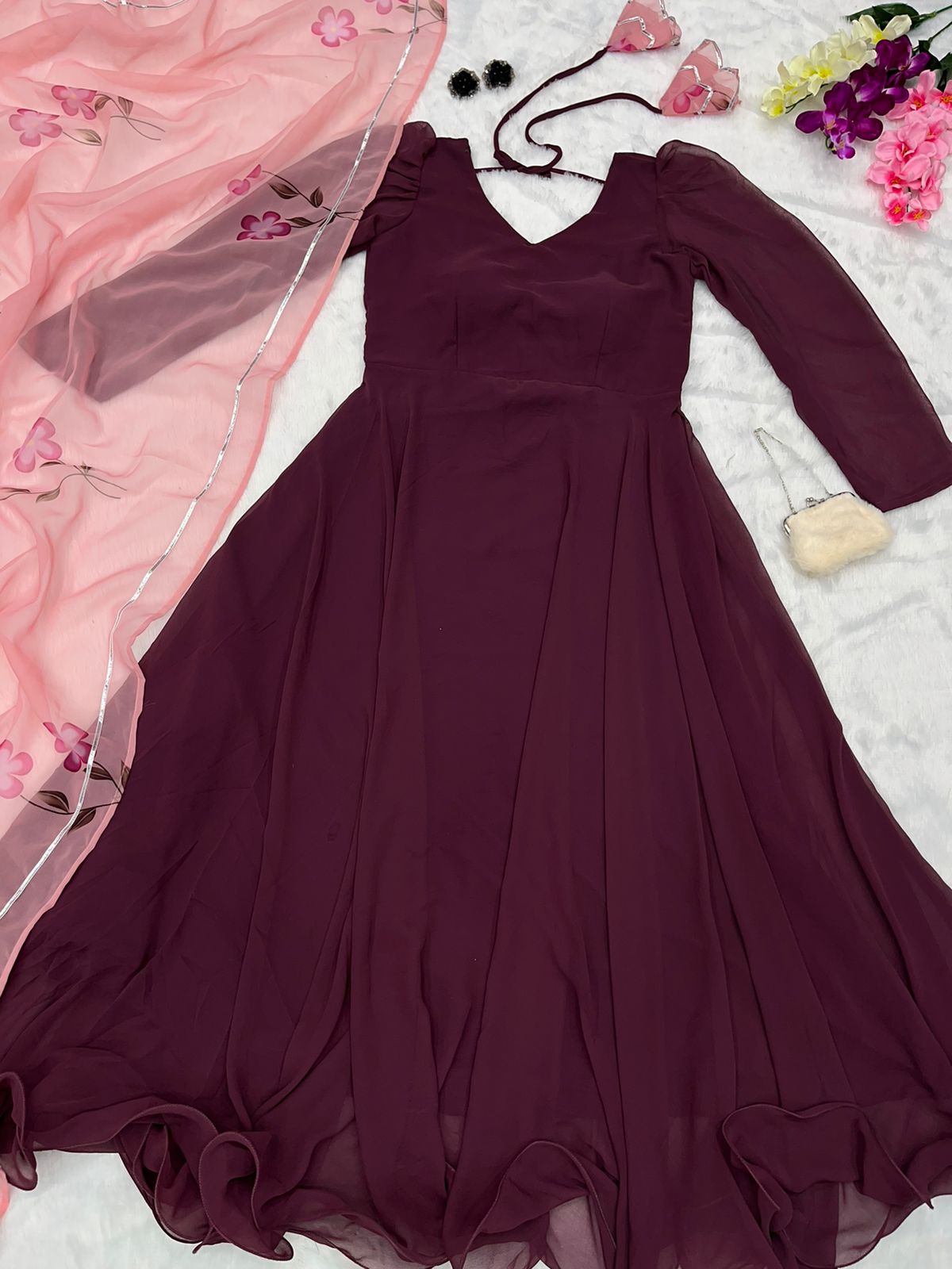 Buy Maroon Guest of Wedding Wear Round Neck Bollywood Anarkali Suits Online  for Women in USA