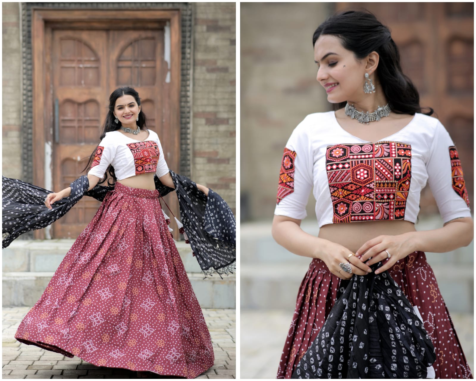 Navratri Wear Maroon Color Printed Lehenga Choli