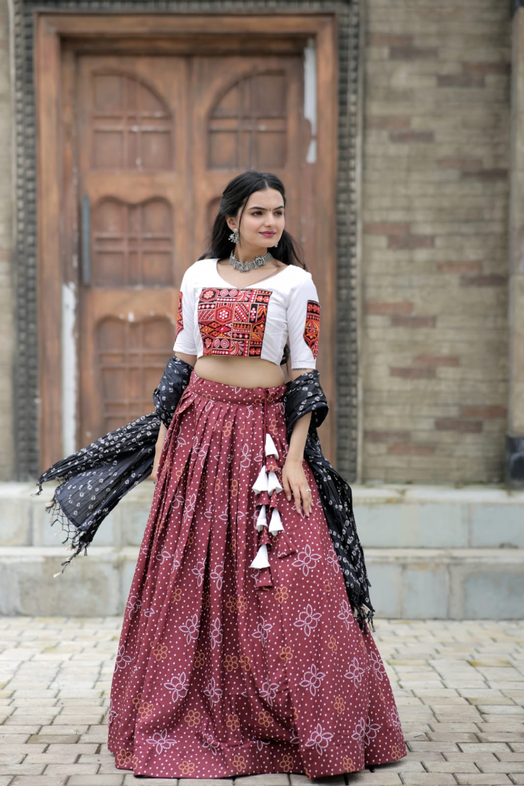 Navratri Wear Maroon Color Printed Lehenga Choli