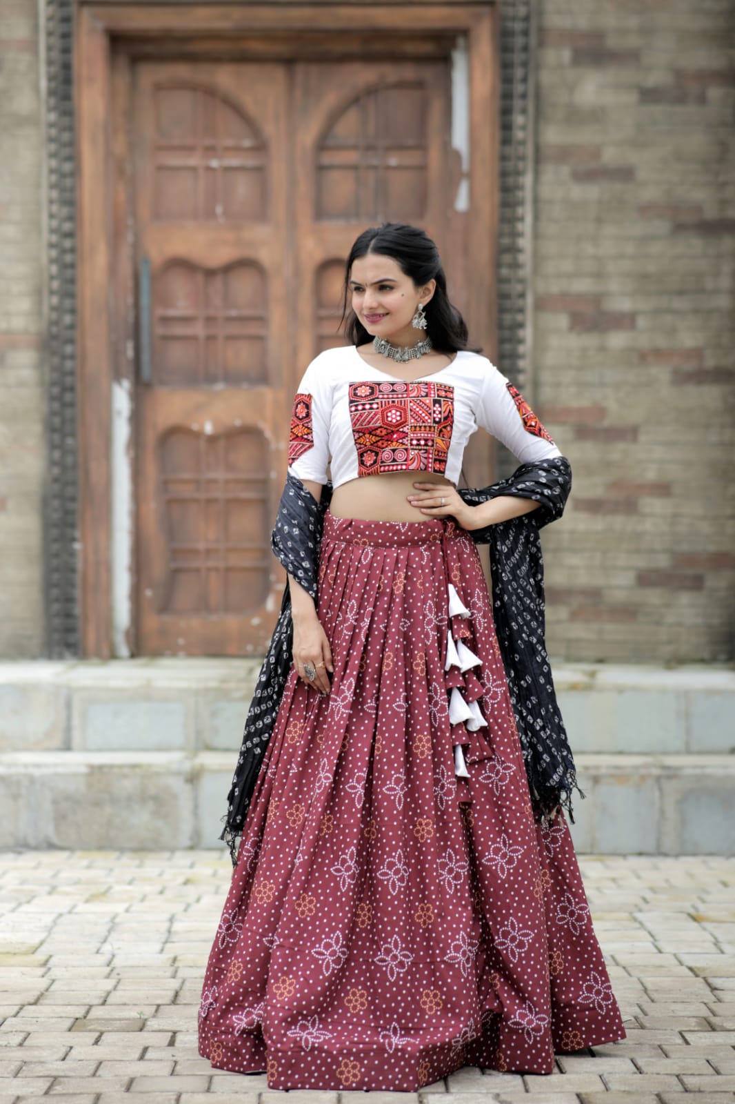 Navratri Wear Maroon Color Printed Lehenga Choli