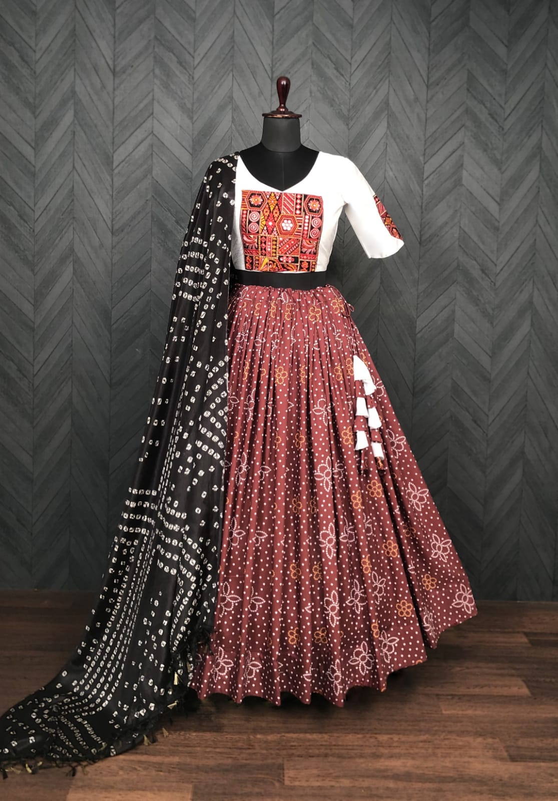 Navratri Wear Maroon Color Printed Lehenga Choli