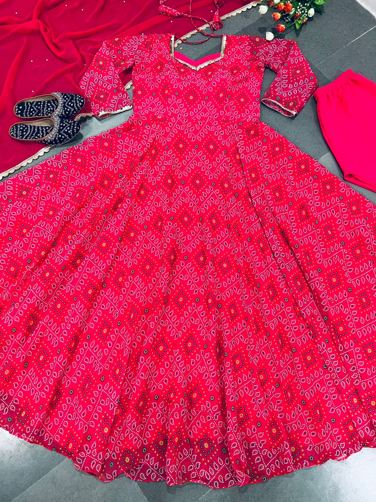 Festive Wear Pink Color Printed Anarkali Gown