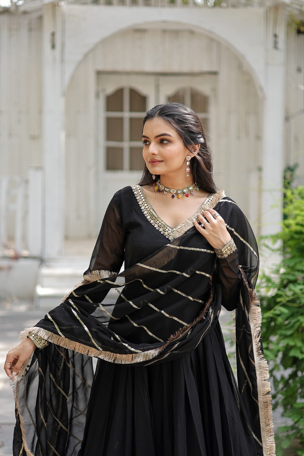 Gorgeous Black Color Sequence Work Gown With Heavy Dupatta