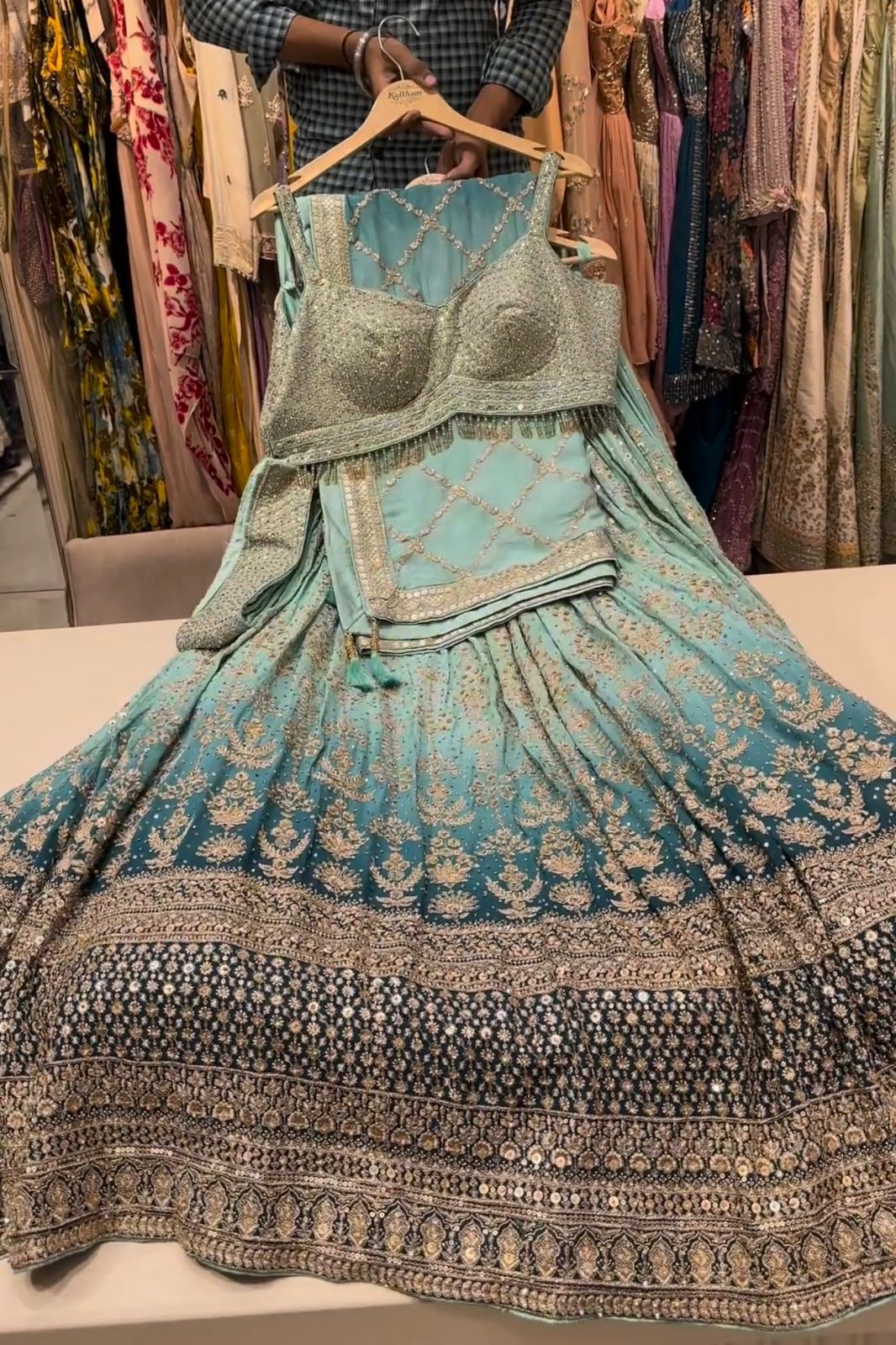 Wedding Wear Aqua Green Color Shade Heavy Lehenga Choli