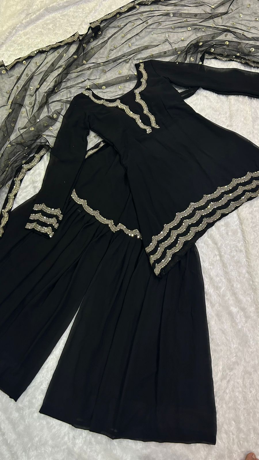 Party Wear Black Color Beautiful Sharara Suit