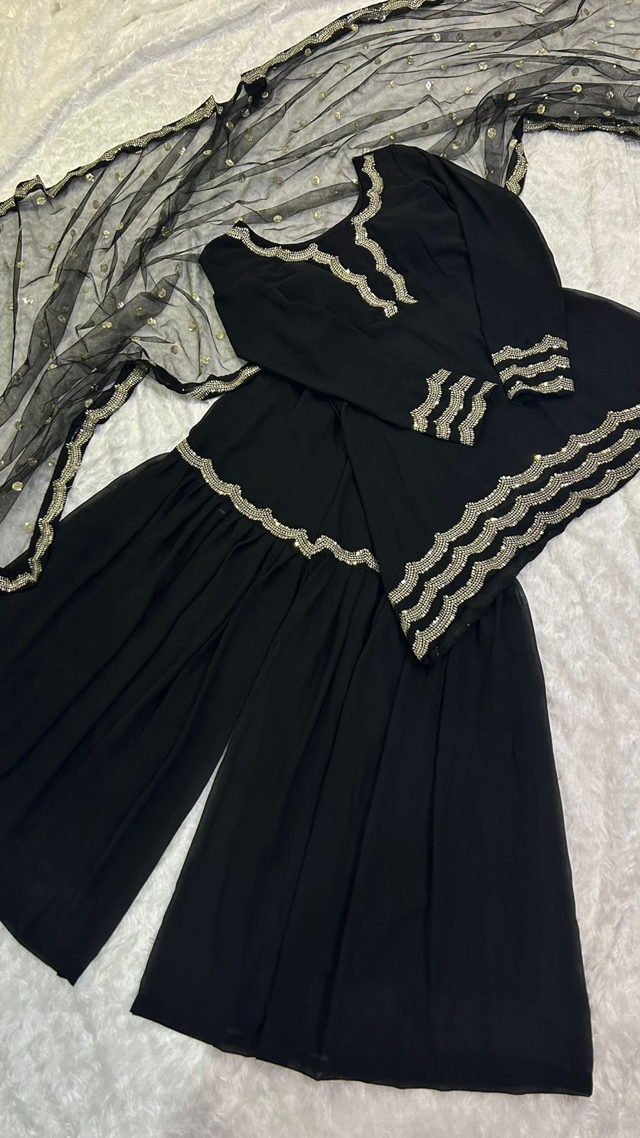 Party Wear Black Color Beautiful Sharara Suit