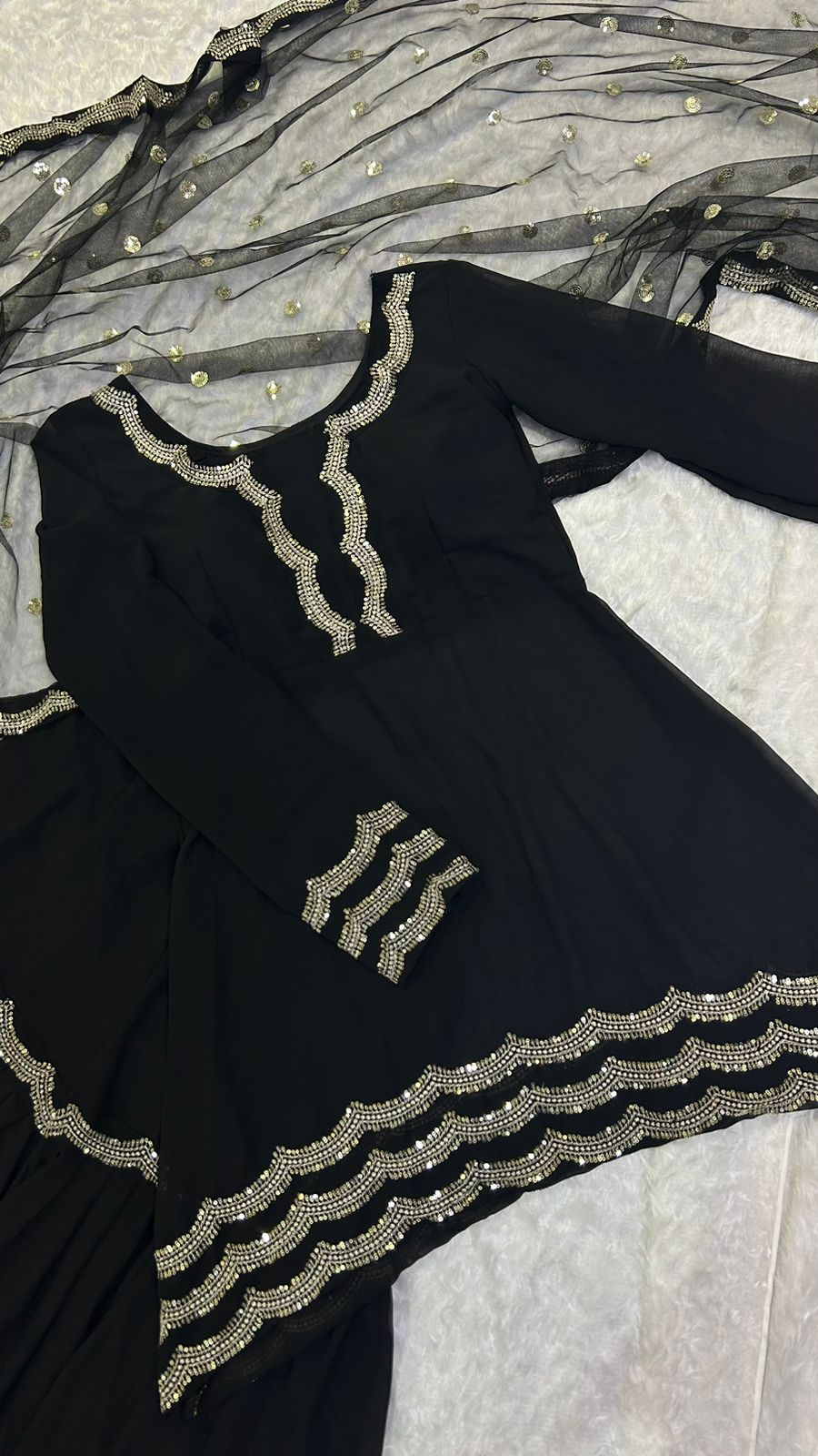 Party Wear Black Color Beautiful Sharara Suit